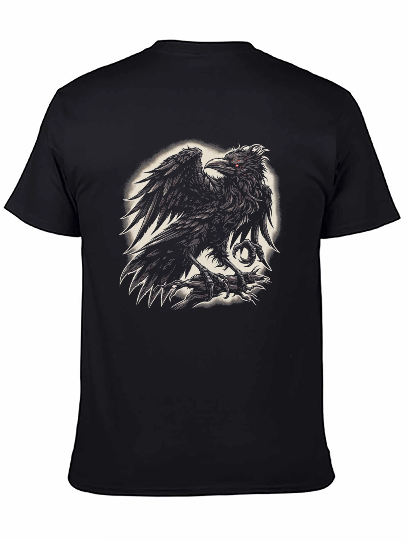 Black Raven Graphic Tee - Black Crew Neck T-Shirt view 4