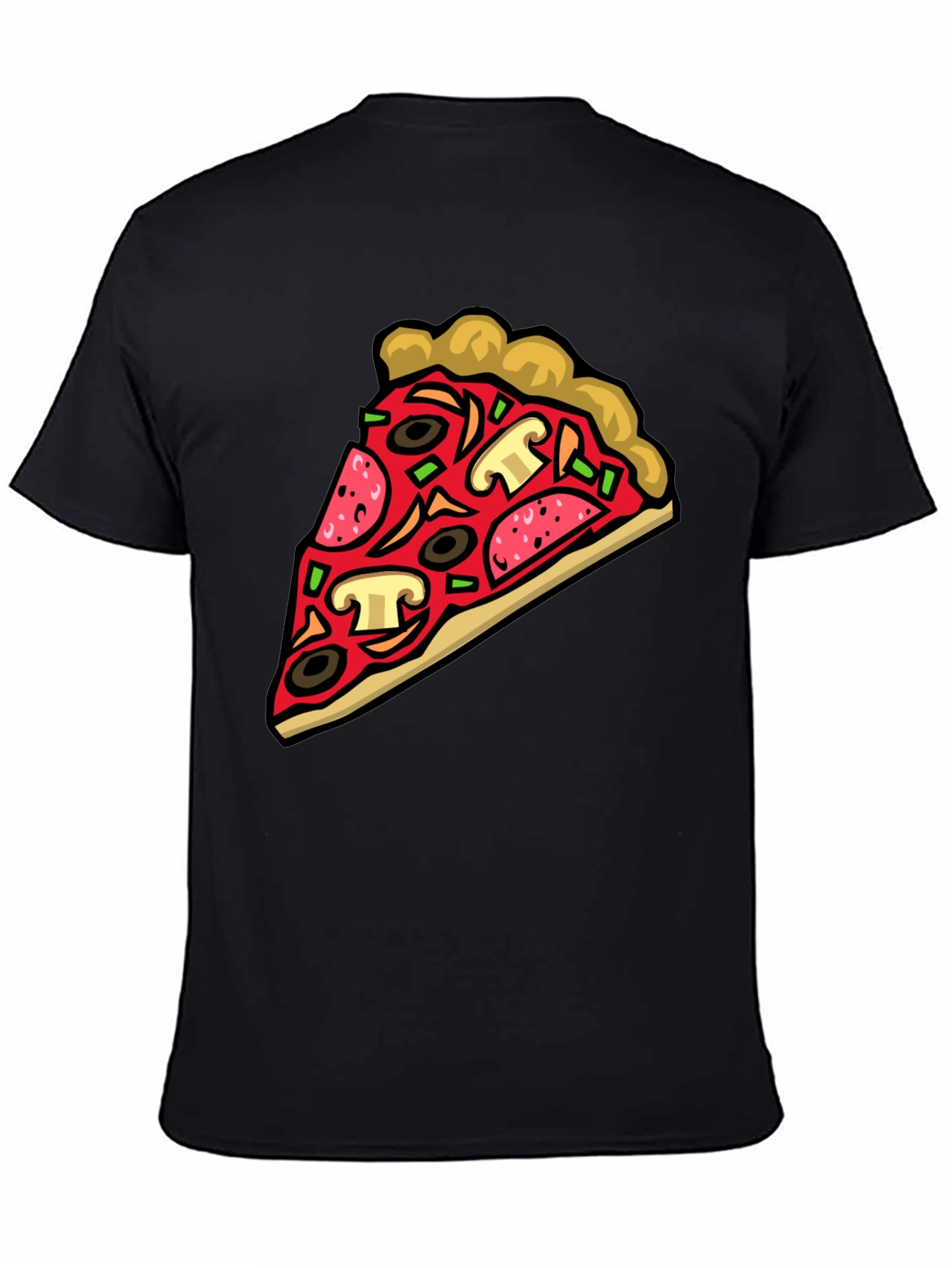 Black Pizza Slice Graphic Tee - Black Crew Neck view 4