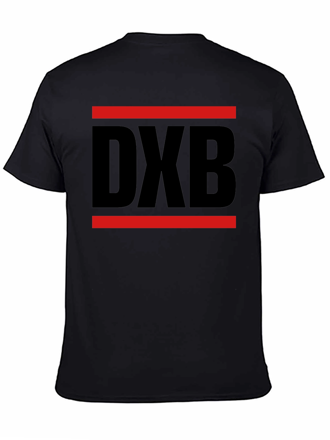Black DXB Bold Graphic Tee - Modern Airport Code Shirt view 4