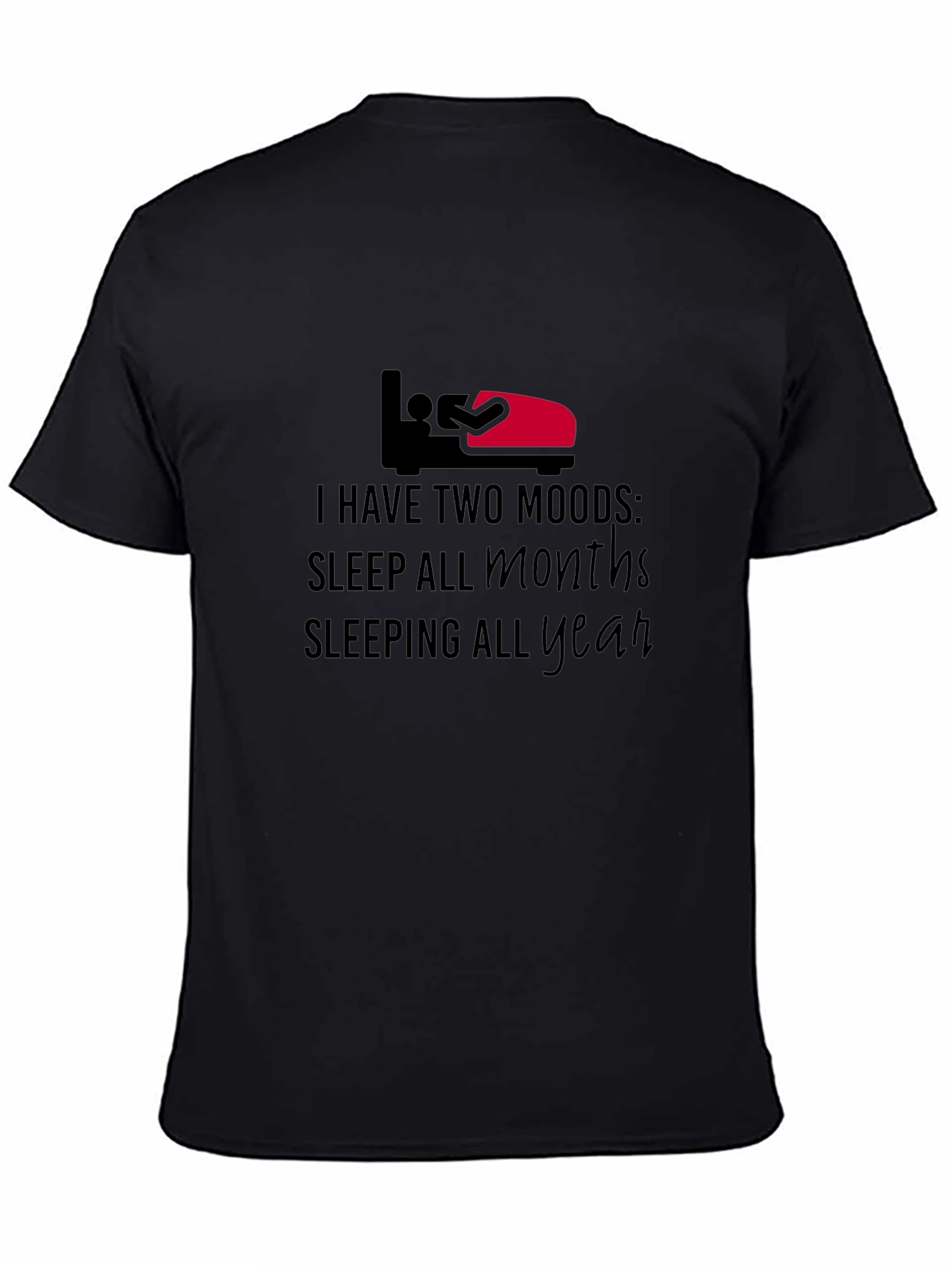 Black Two Moods Sleep T-Shirt view 4