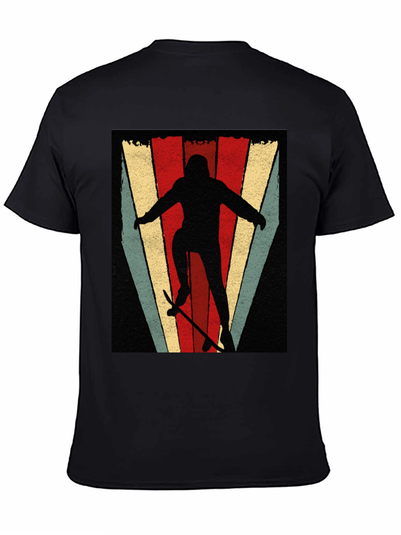 Black Retro Skateboarder Graphic T-Shirt view 4