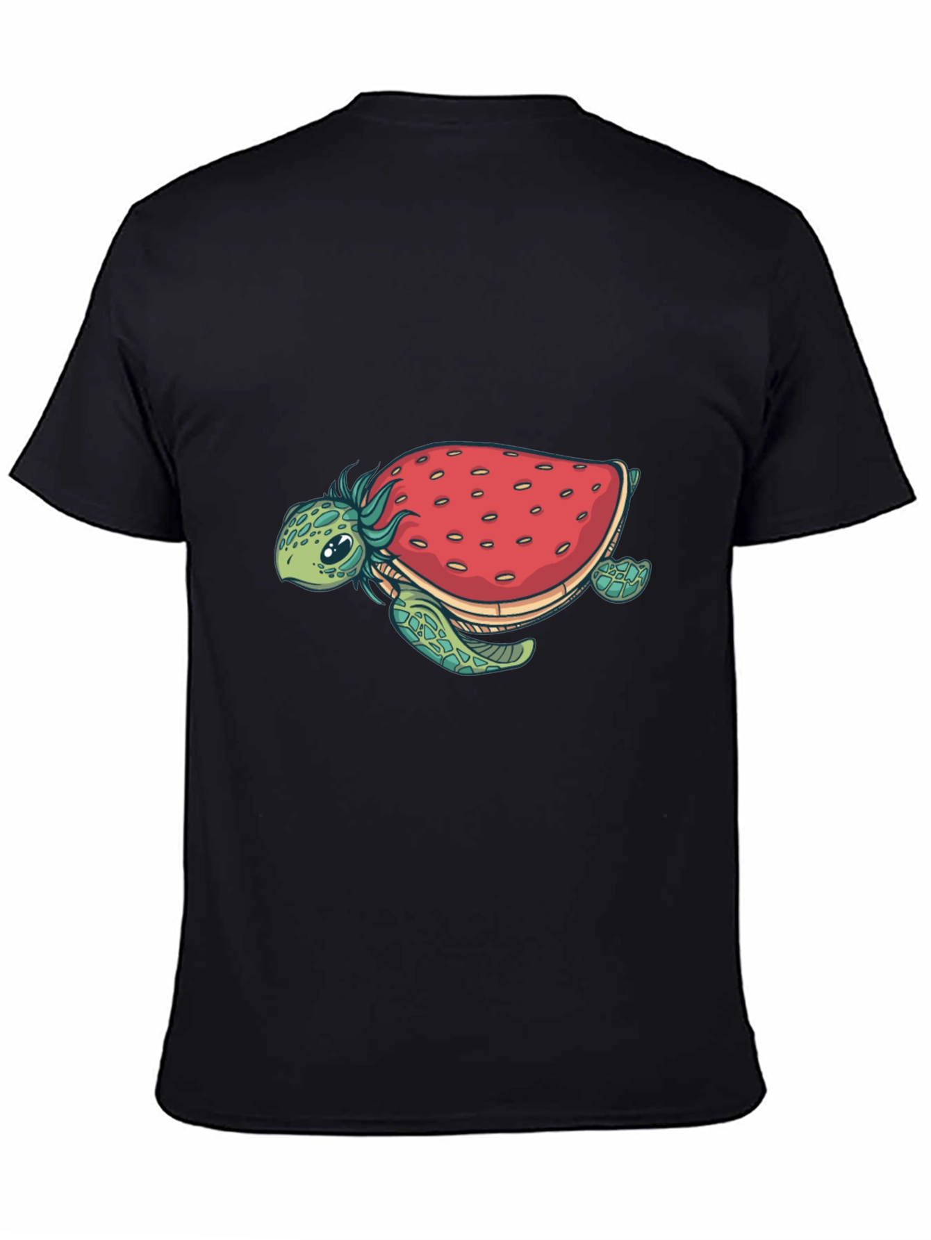 Black Strawberry Turtle Graphic Tee - Black Cotton Blend view 4