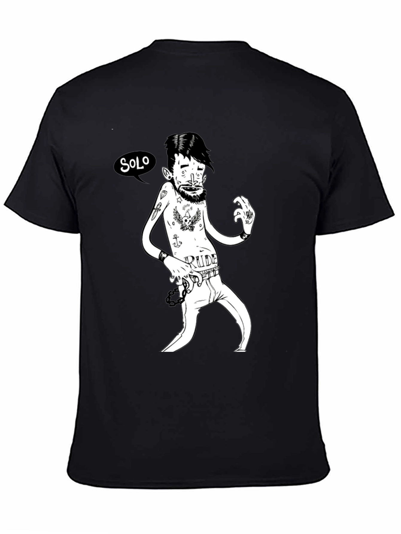 Black Solo Rude Tattoo T-Shirt view 4