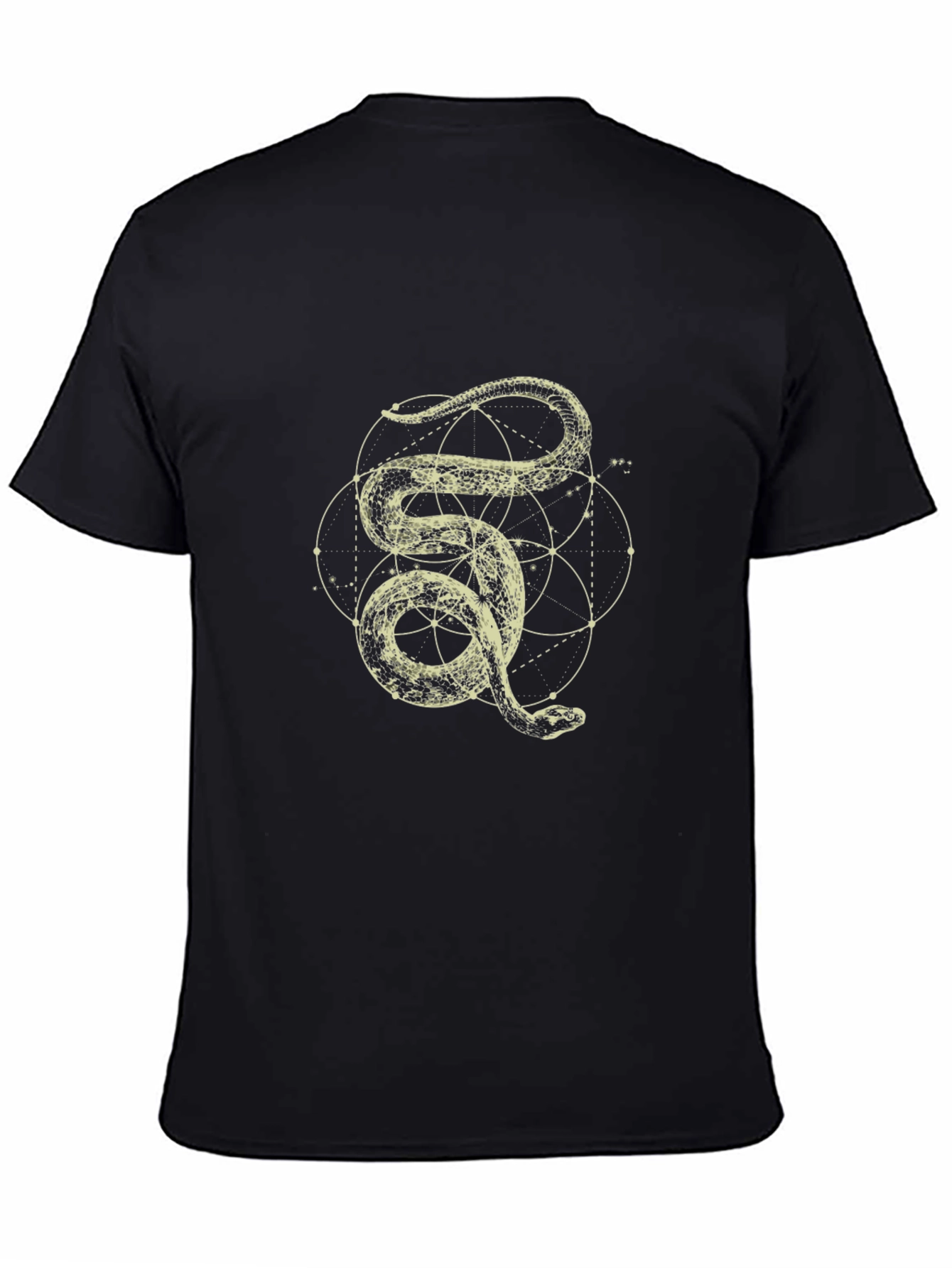Black Geometric Snake Graphic Tee - Modern Style view 4