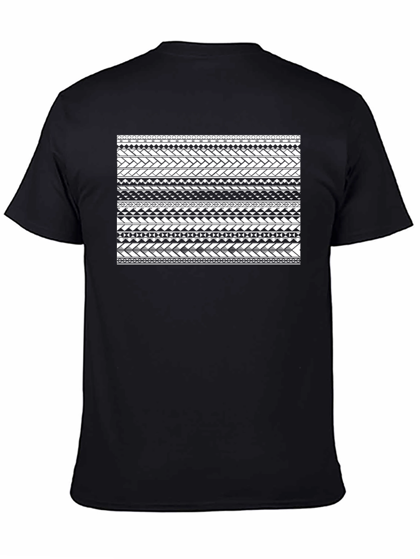 Black Tribal Pattern Black T-Shirt view 4