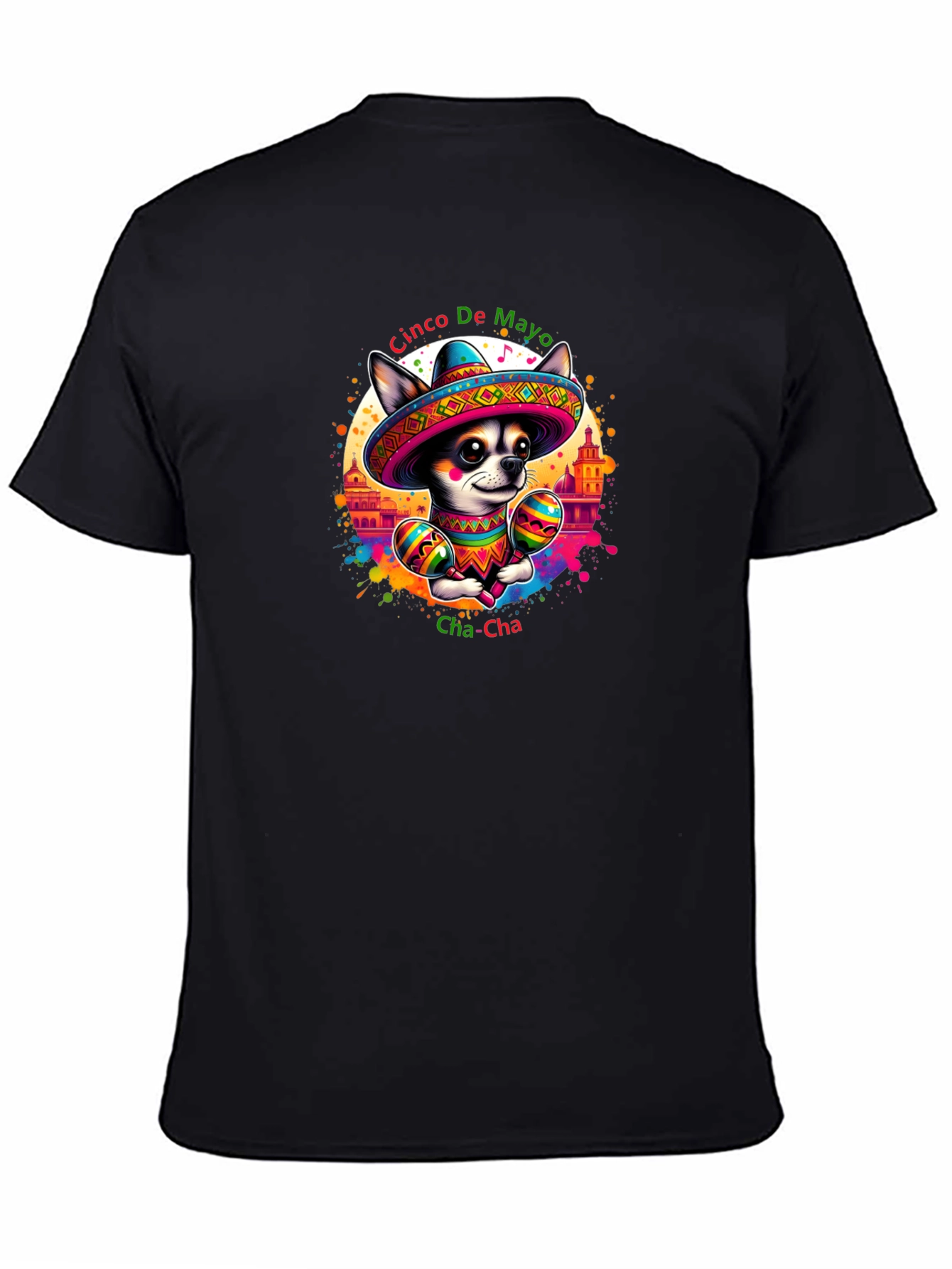 Black Cinco De Mayo Chihuahua T-Shirt view 4