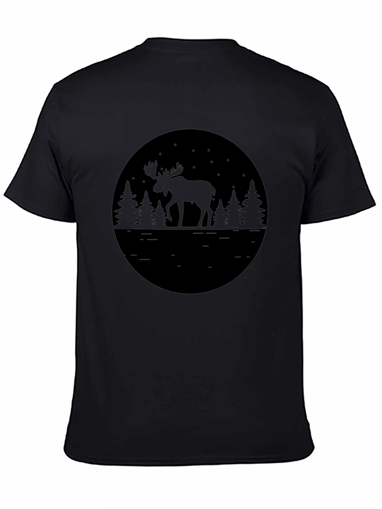 Black Moose in Forest Graphic Tee - Stylish Nature Lover T-Shirt view 4
