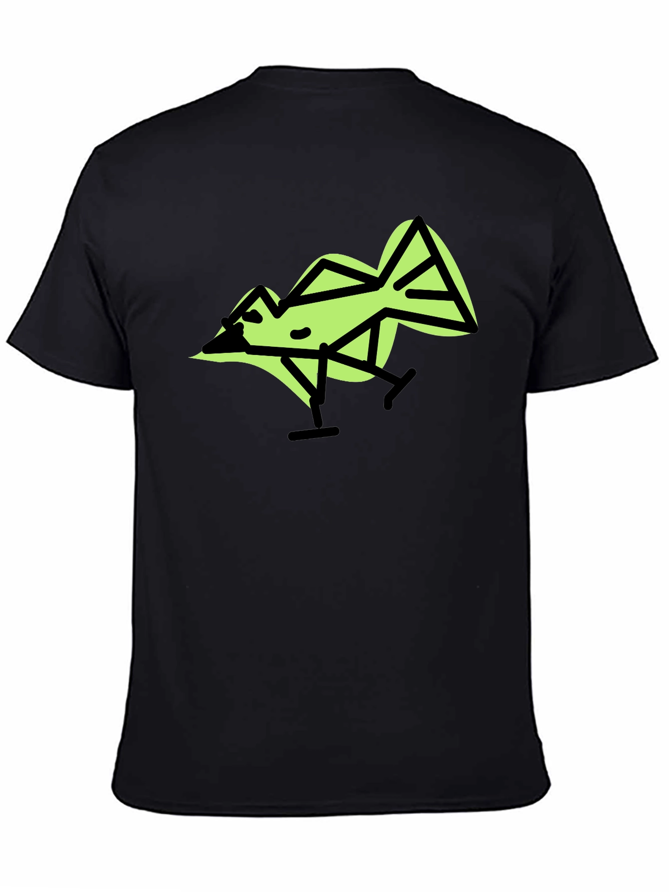 Black Geometric Bird Graphic T-Shirt view 4