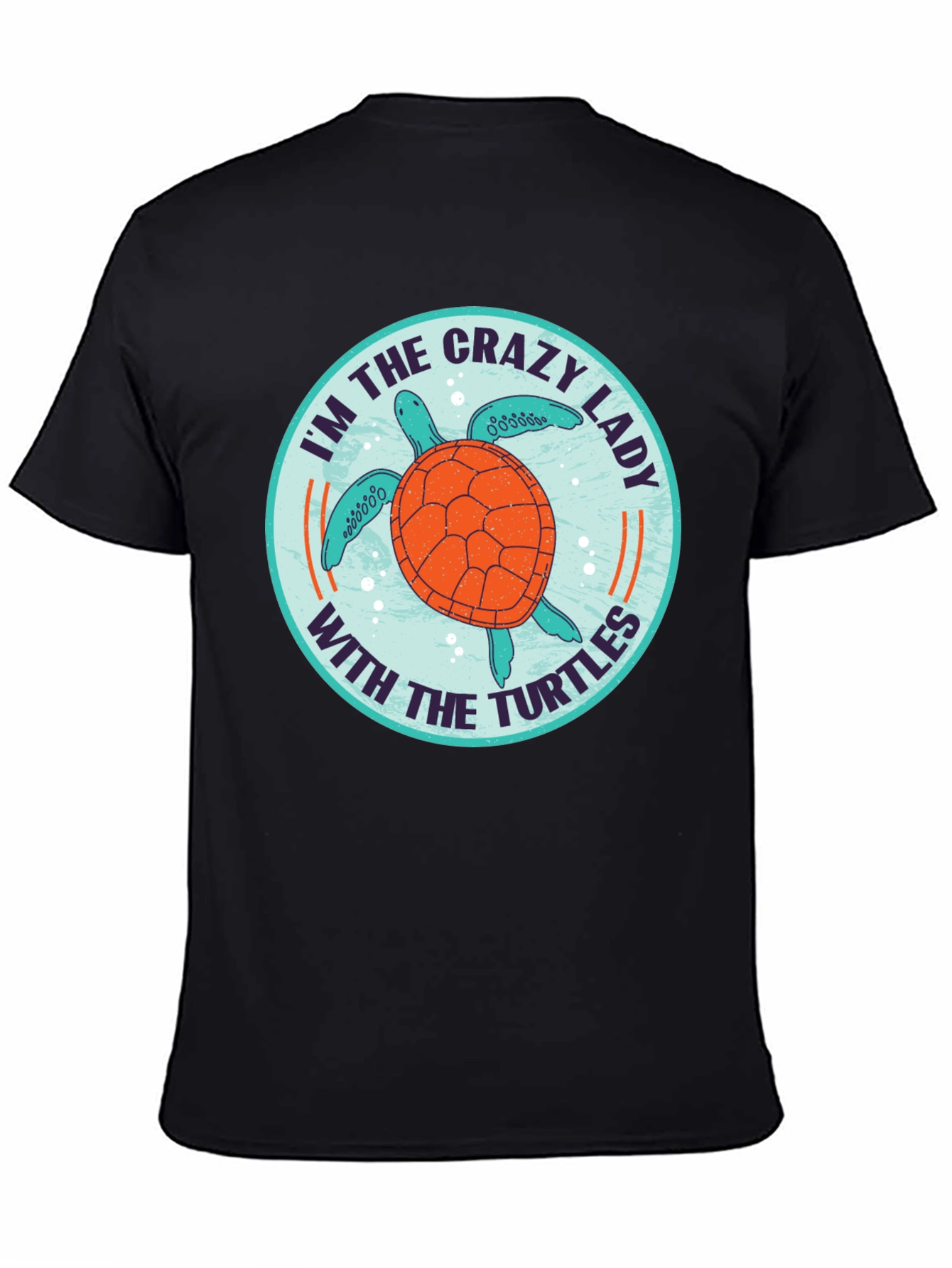 Black Crazy Lady With the Turtles T-Shirt view 4