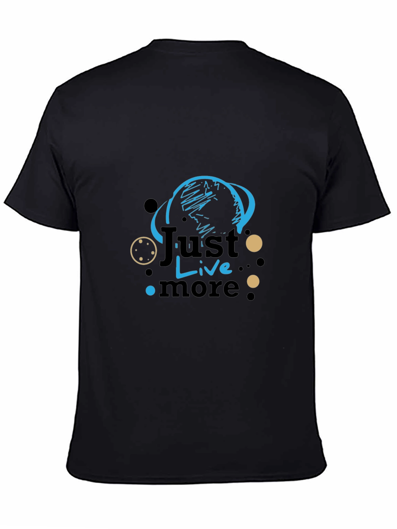 Black Just Live More Graphic Tee - Stylish Black T-Shirt view 4