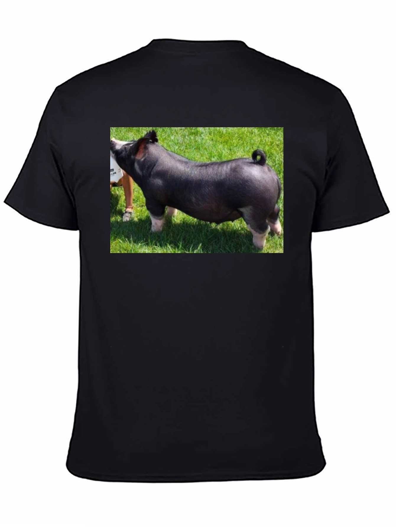 Black Black T-Shirt with Pig Graphic Tee view 4