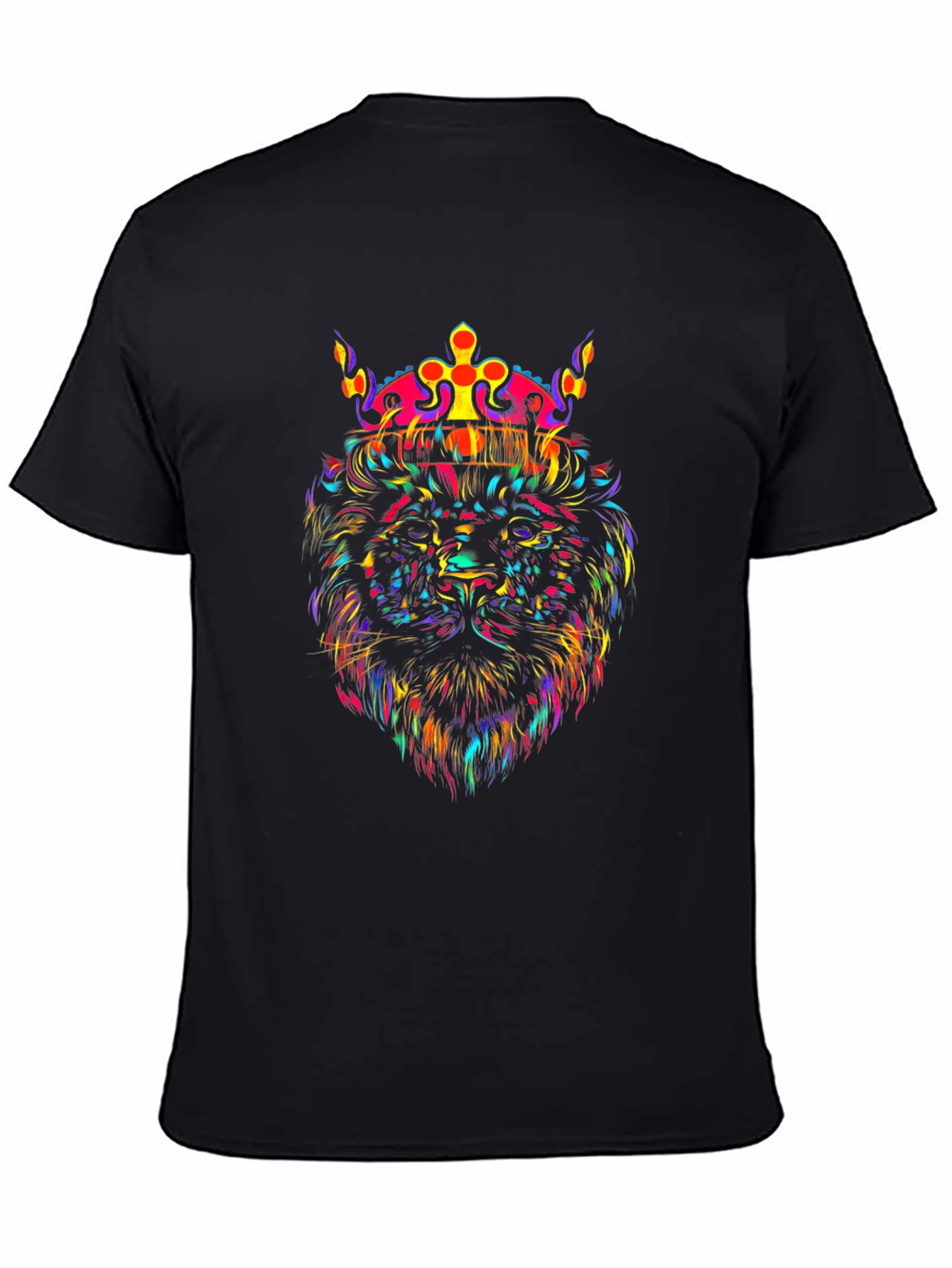 Black Lion King Graphic Tee - Vivid Print T-Shirt view 4