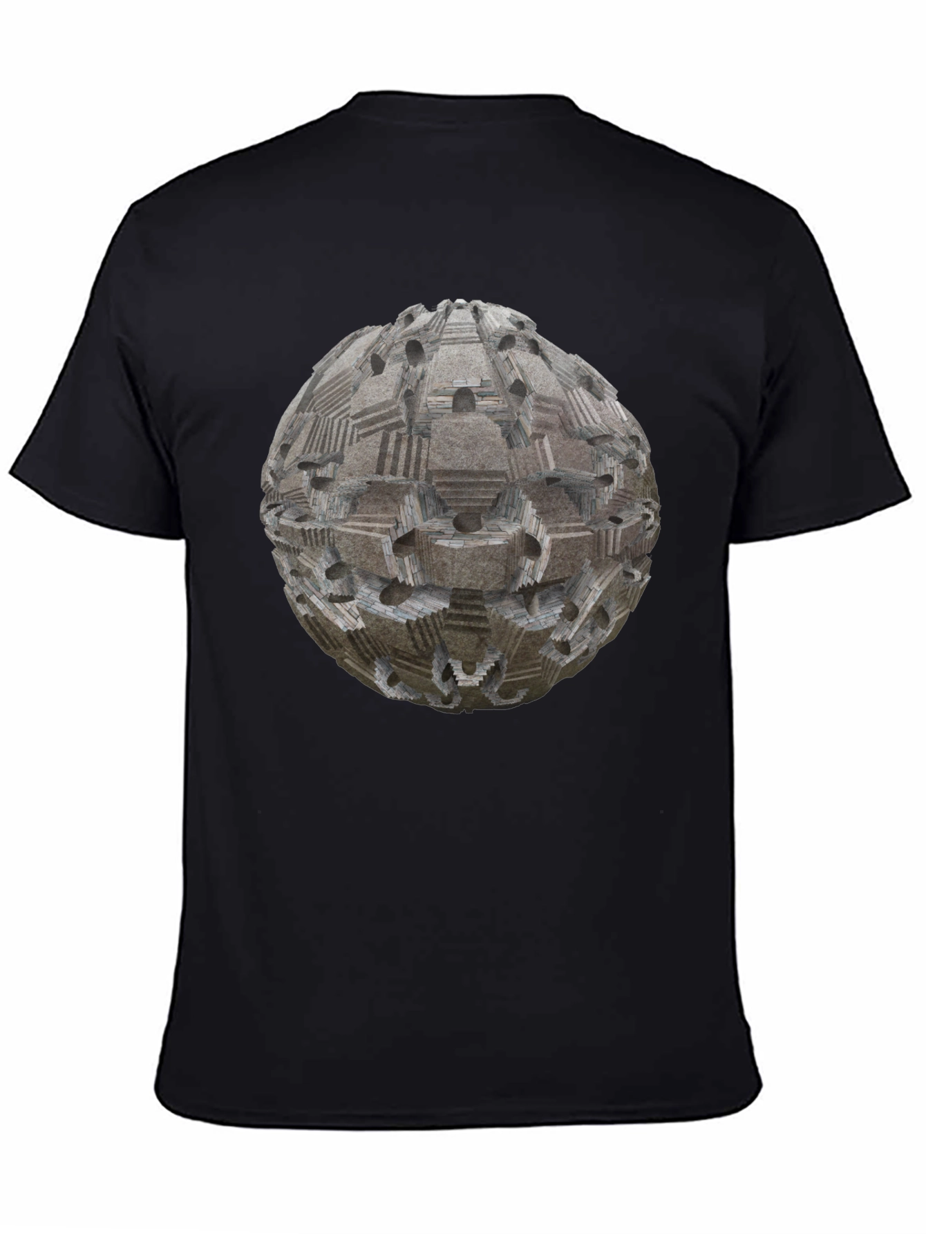 Black Geometric Sphere Print T-Shirt - Modern Style view 4