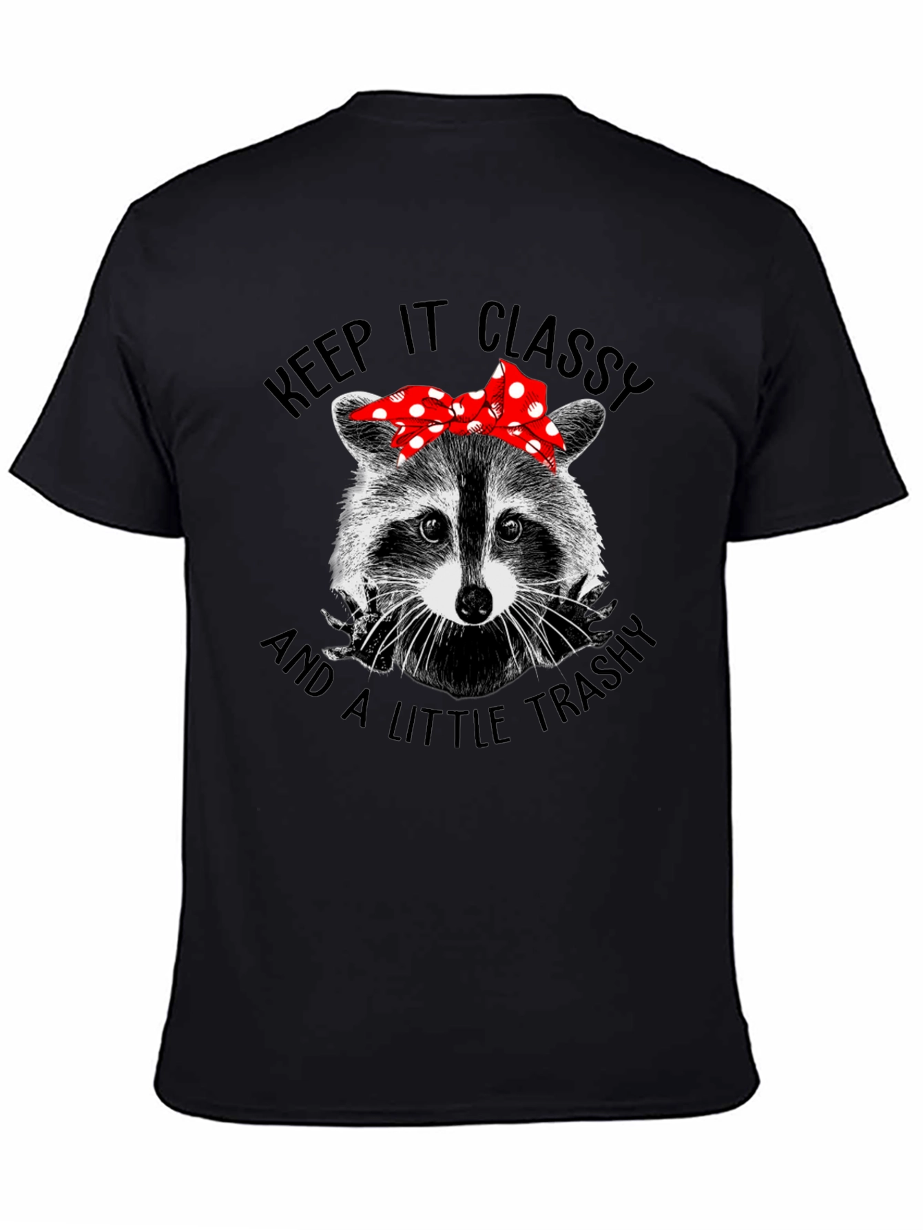 Black Classy Trashy Raccoon Graphic Tee view 4