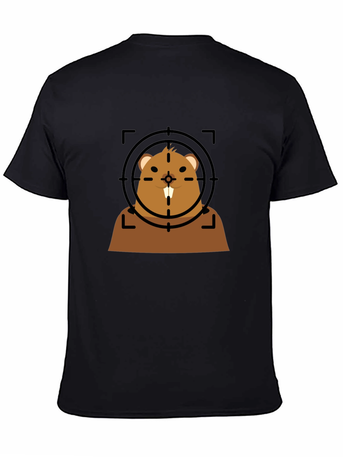 Black Funny Beaver Target T-Shirt - Novelty Graphic Tee view 4