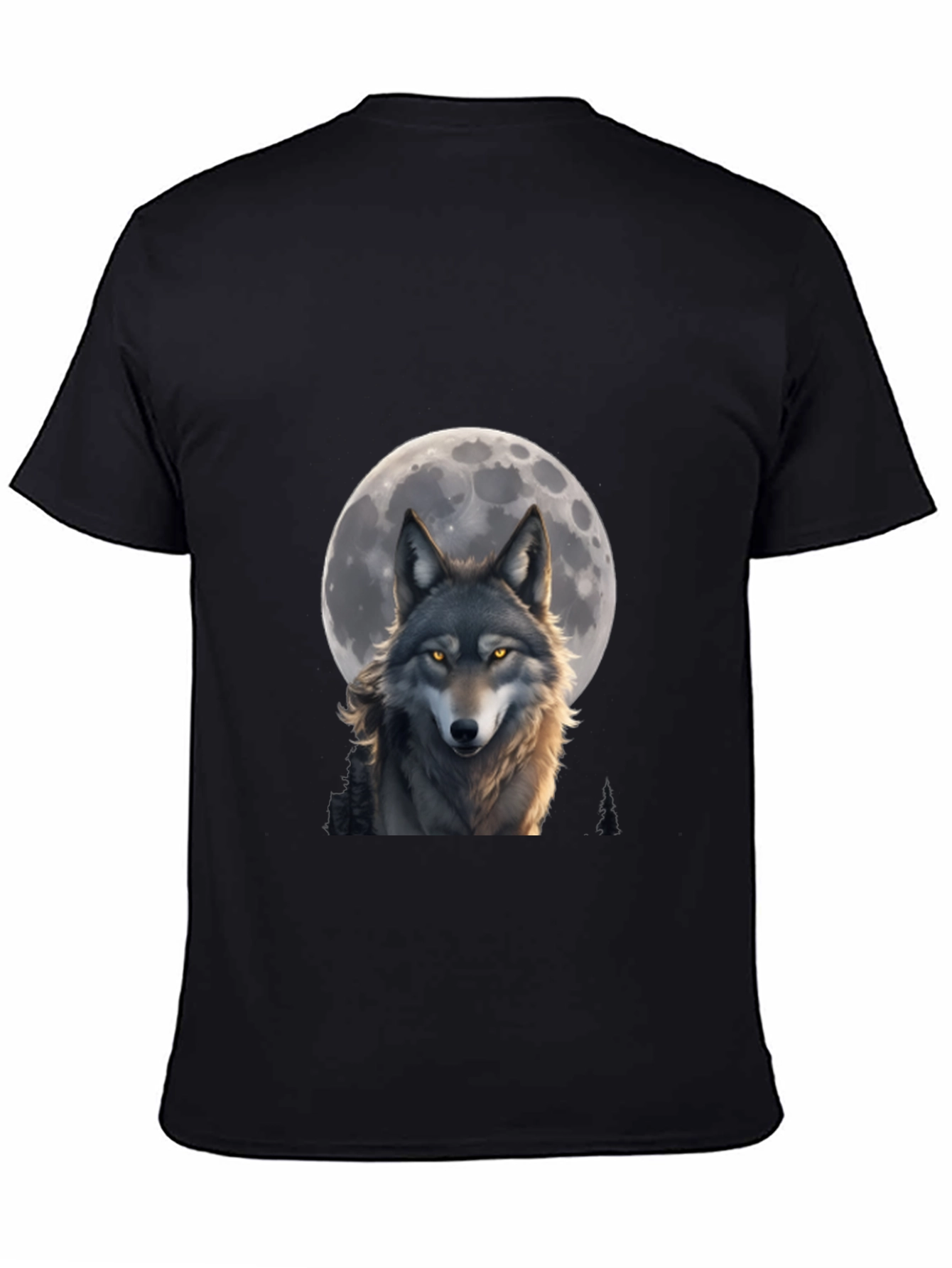 Black Wolf Moon T-Shirt - Artistic Wildlife Design view 4