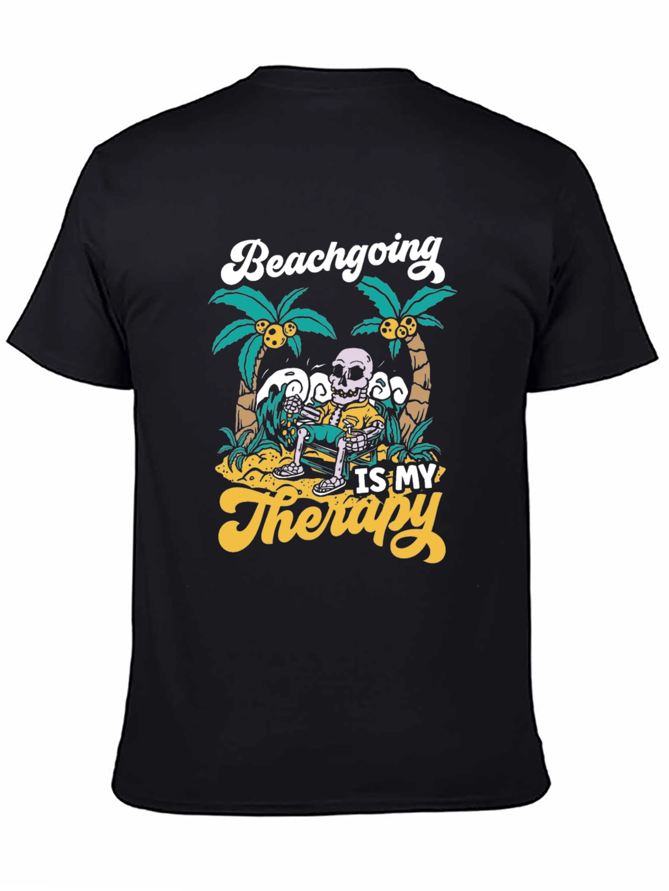 Black Beach Skeleton Graphic Tee - Relaxed Summer Vibes view 4