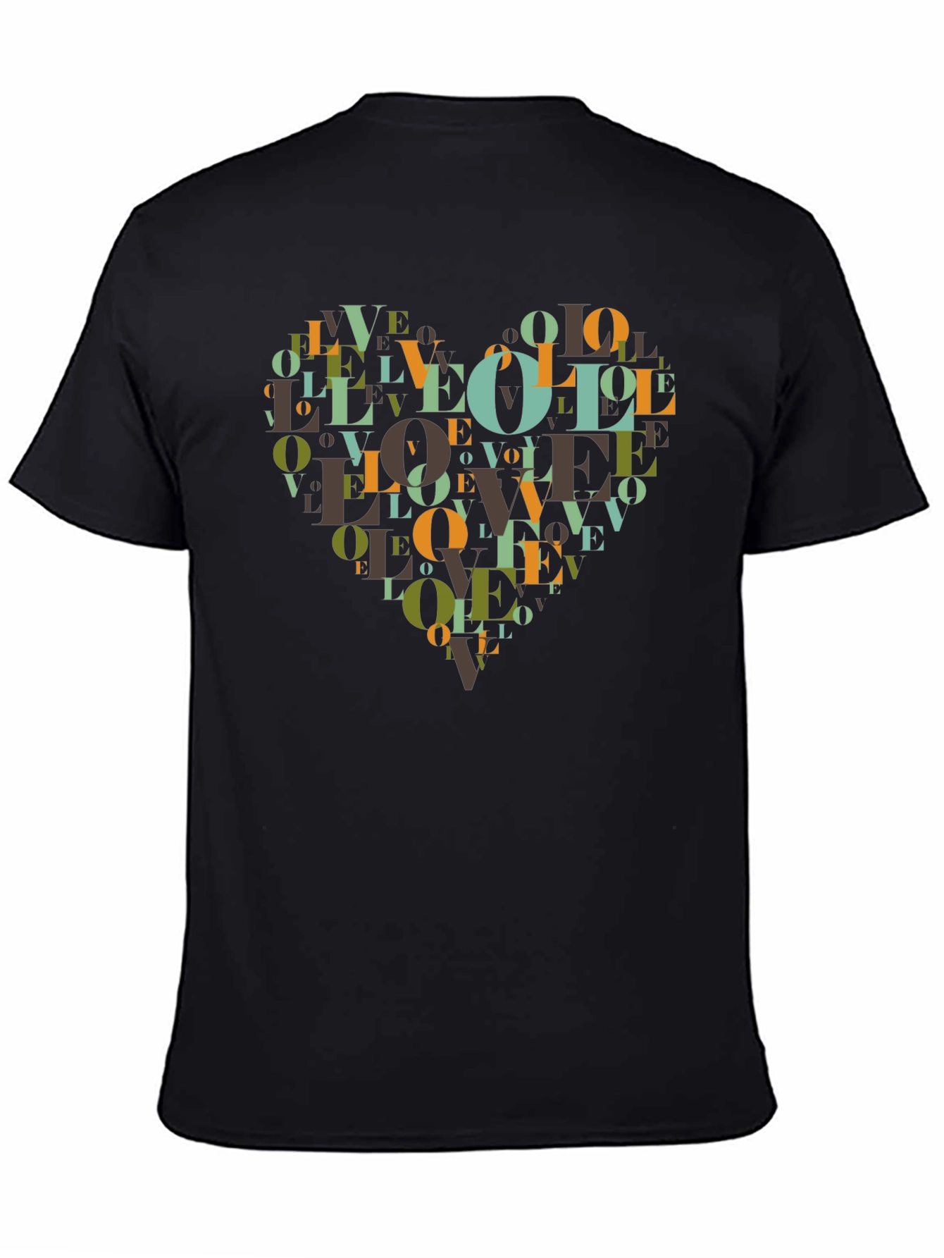 Black Love Heart Graphic Black T-Shirt view 4