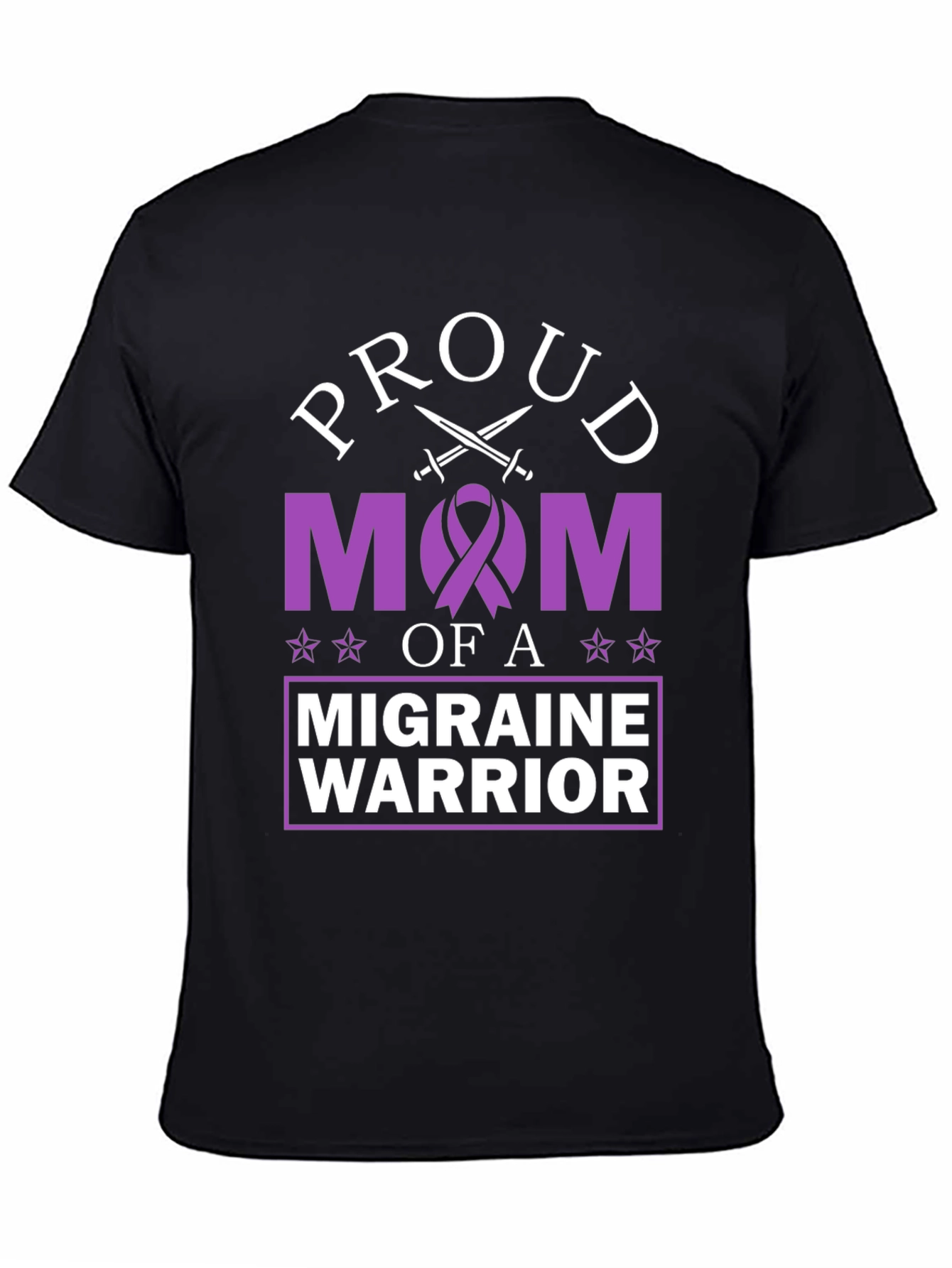 Black Proud Mom of a Migraine Warrior Graphic T-Shirt view 4