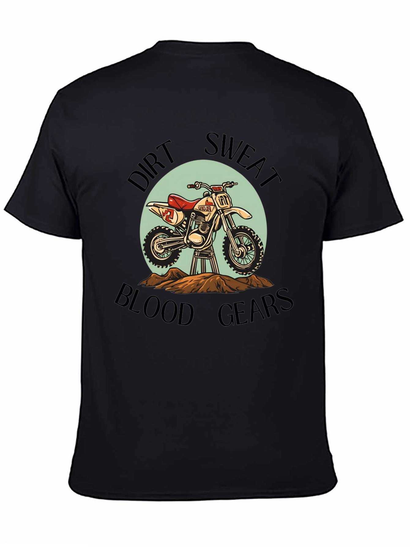 Black Dirt Bike T-Shirt: Sweat, Blood, & Gears view 4