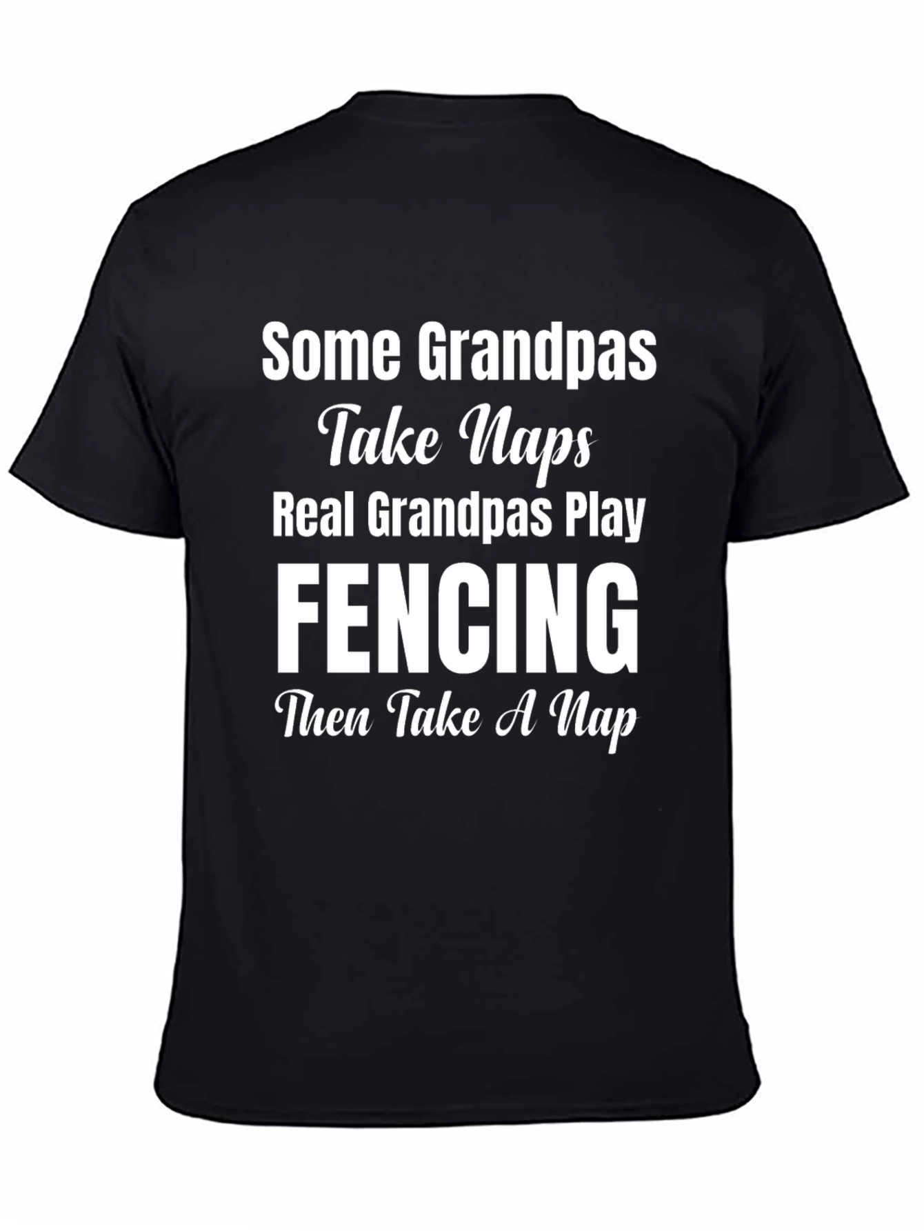 Black Funny Fencing Grandpa T-Shirt view 4