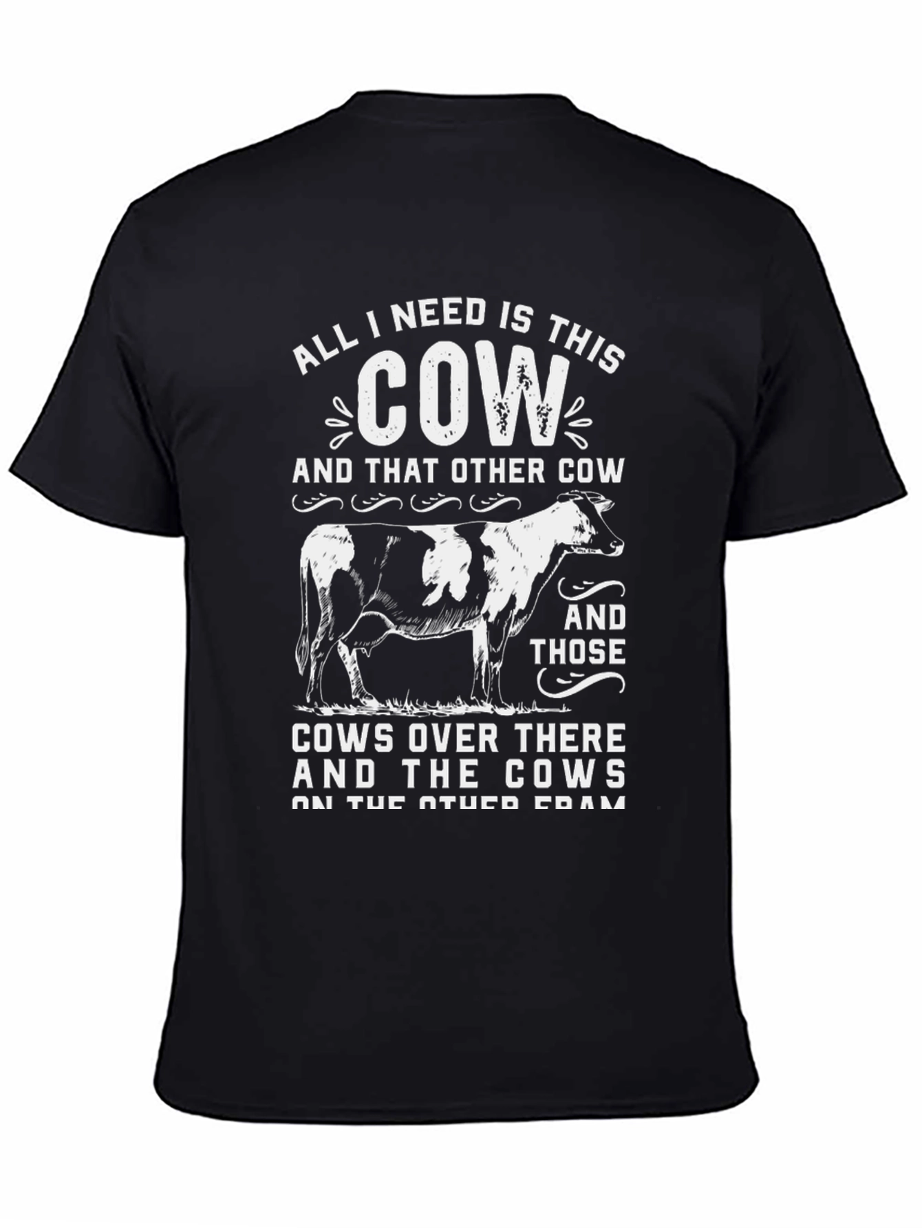 Black Funny Cow Lover Black T-Shirt view 4