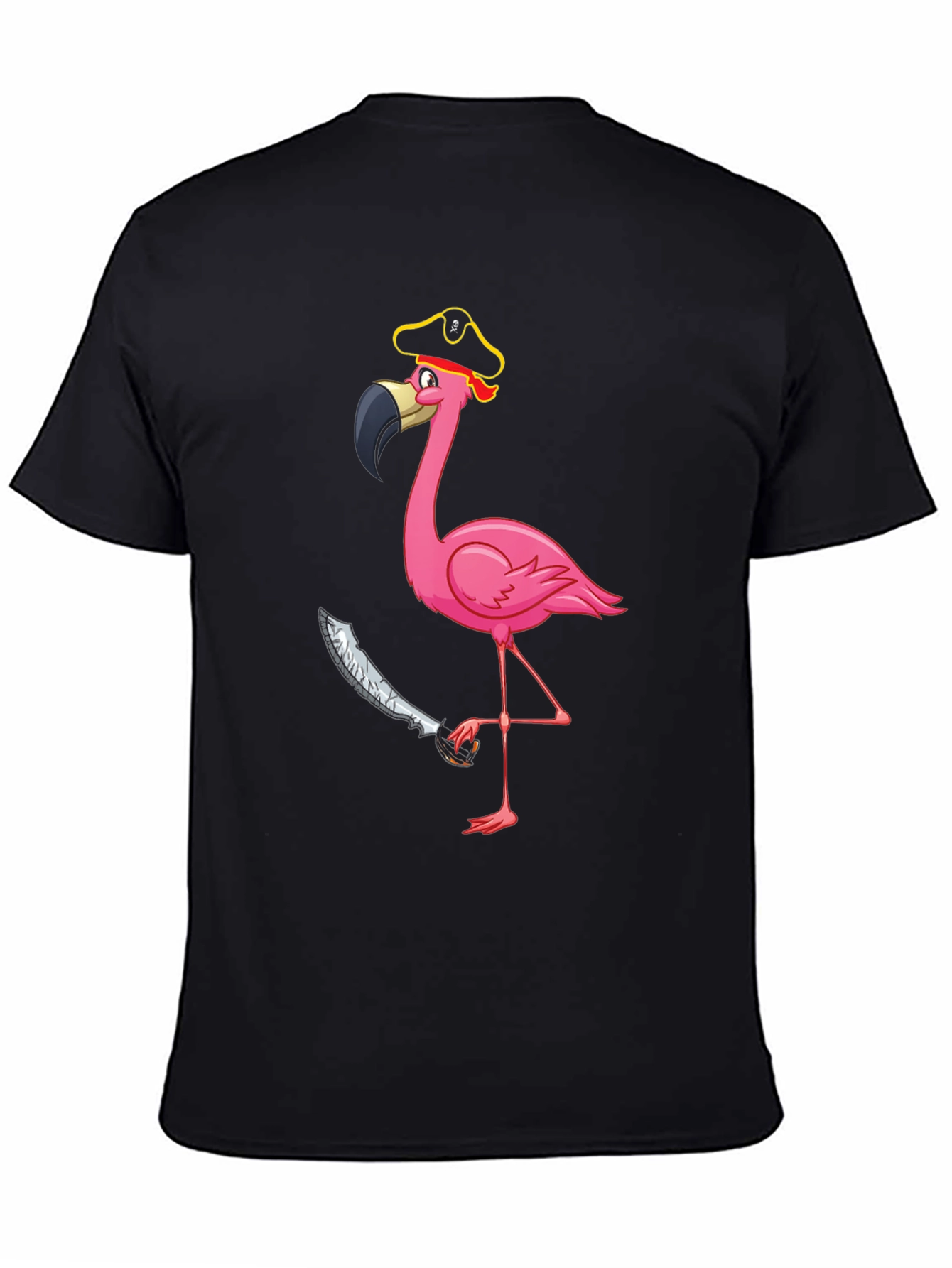 Black Pirate Flamingo Graphic Tee - Men's Black T-Shirt view 4