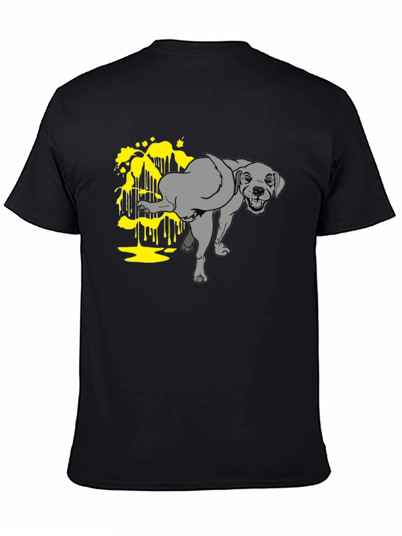 Black Funny Dog Peeing Humor Graphic Black T-Shirt view 4
