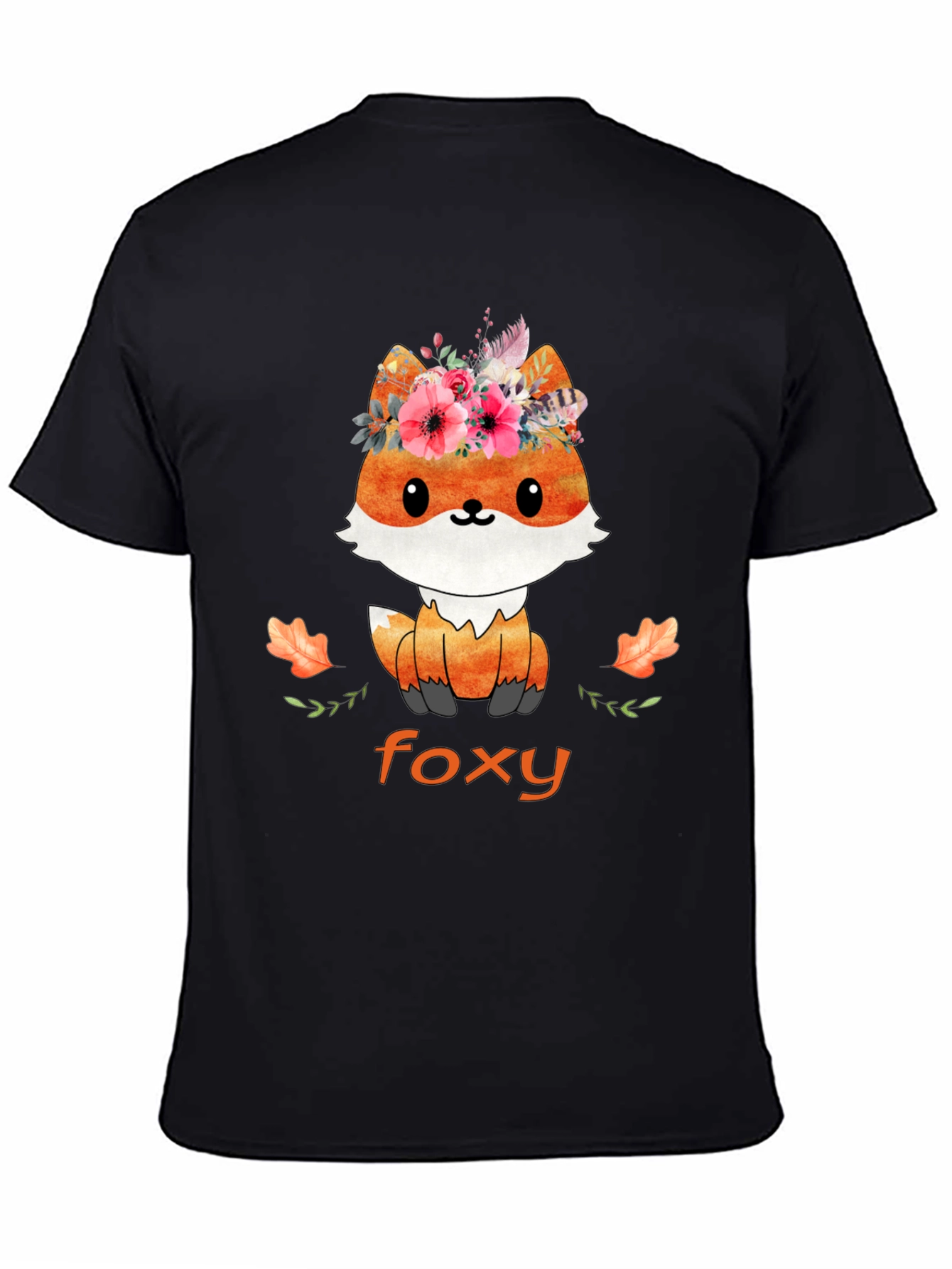 Black Foxy T-Shirt - Cute Animal Graphic Tee view 4