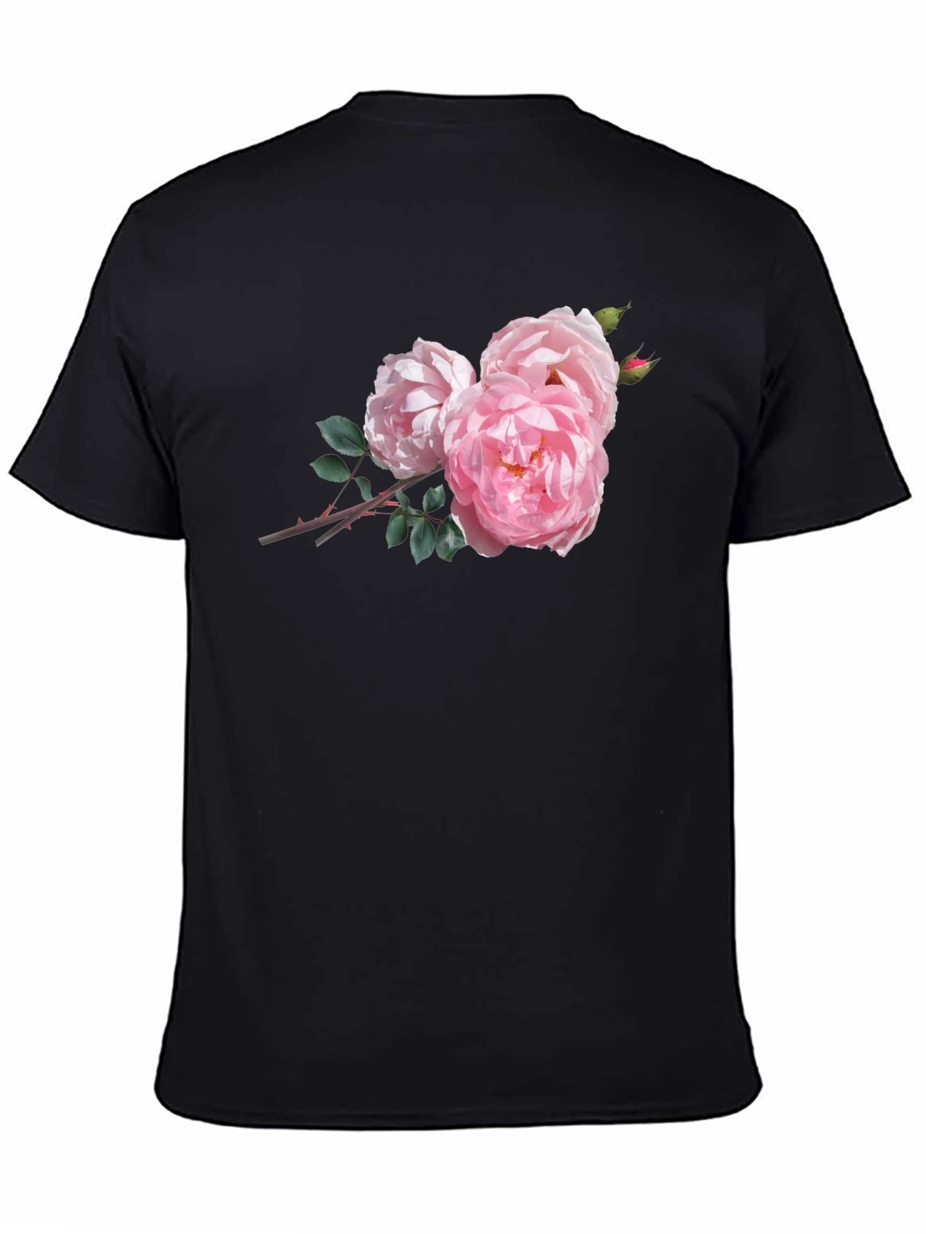 Black Floral Print Crew Neck T-Shirt view 4