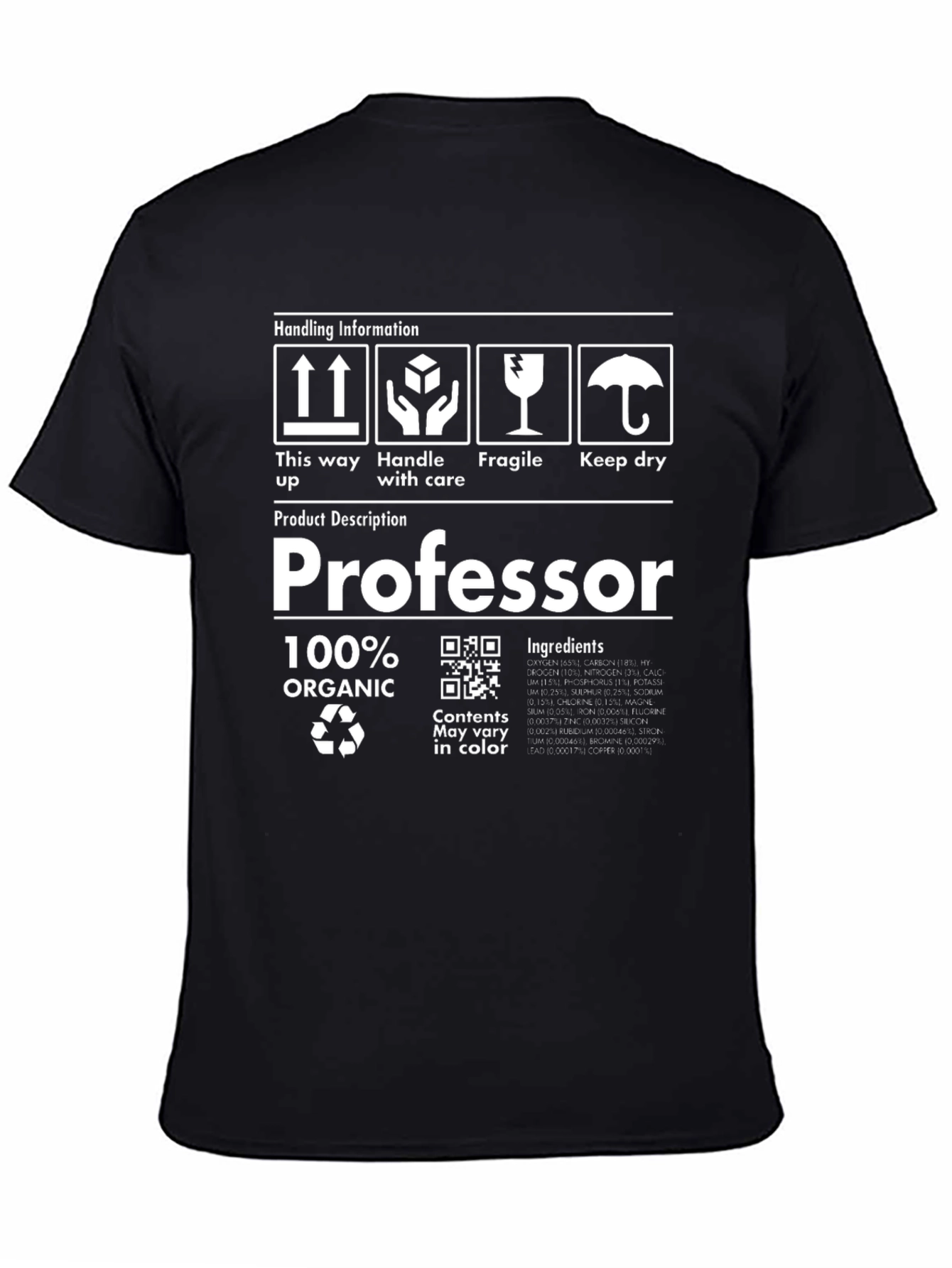 Black Professor 100% Organic Novelty T-Shirt view 4