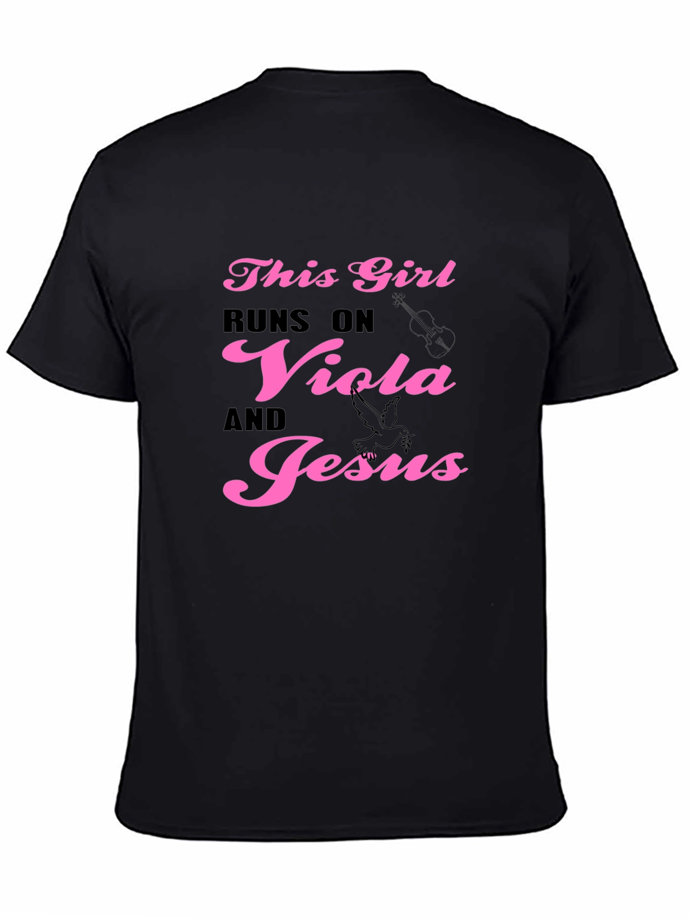 Black This Girl Runs On Viola and Jesus T-Shirt view 4