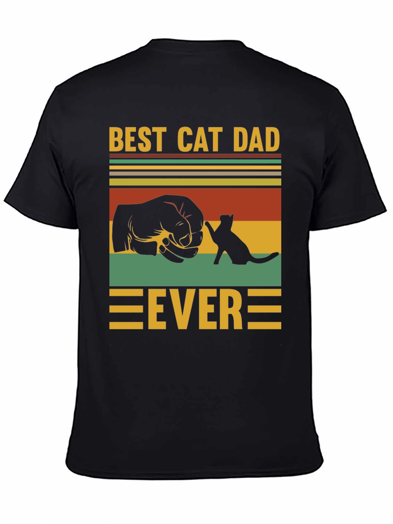 Black Best Cat Dad Ever T-Shirt view 4