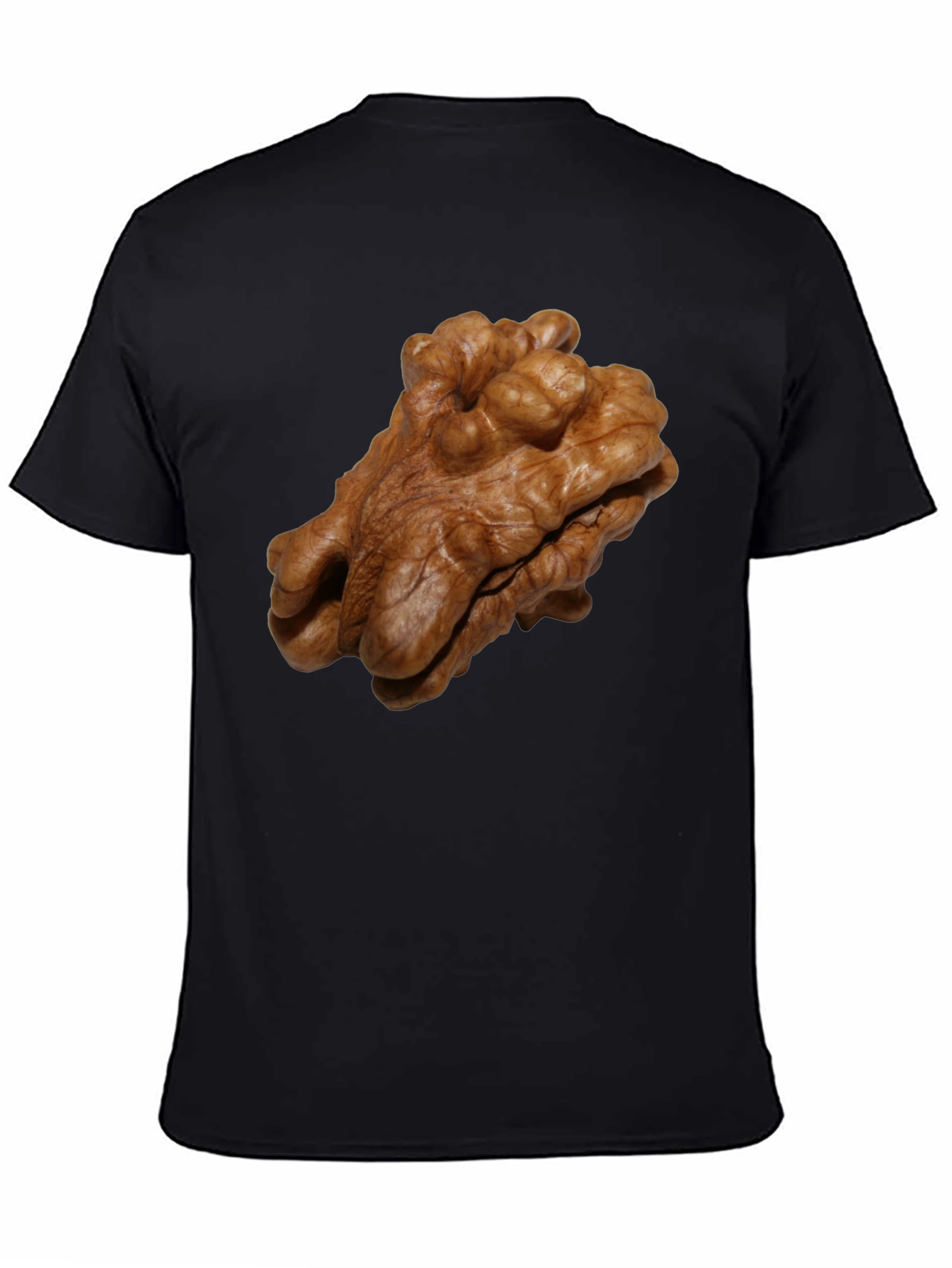 Black Walnut Print Black T-Shirt - Unique Nut Design view 4
