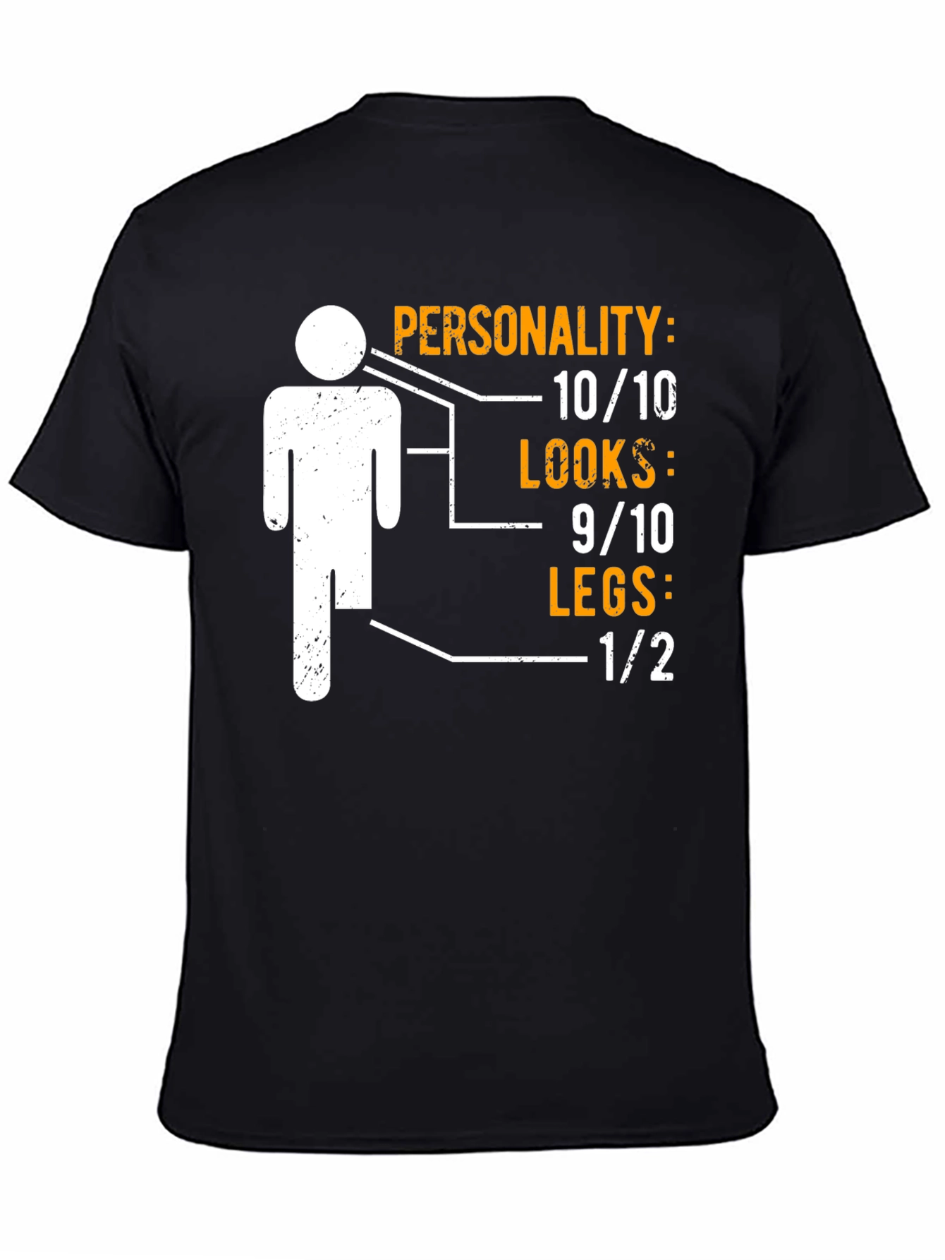 Black Funny One Legged Man Personality Graphic T-Shirt view 4