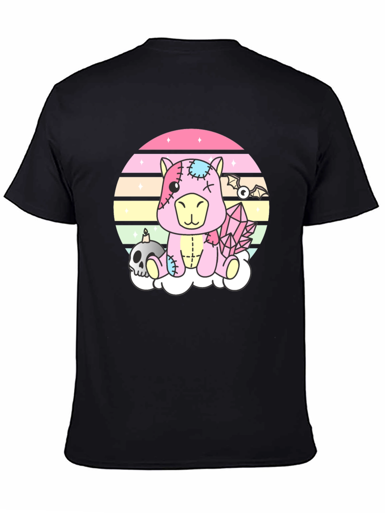 Black Pastel Goth Zombie Unicorn T-Shirt view 4