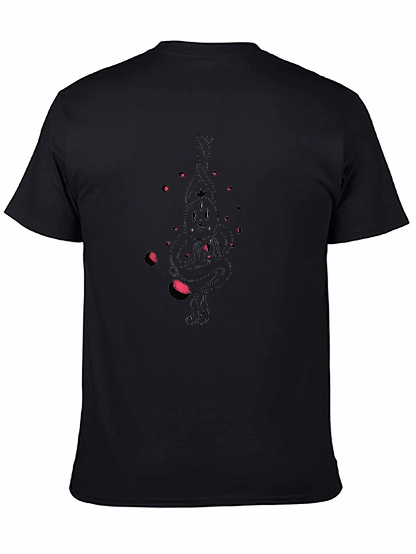 Black Men's Black T-Shirt with Graphic Design view 4