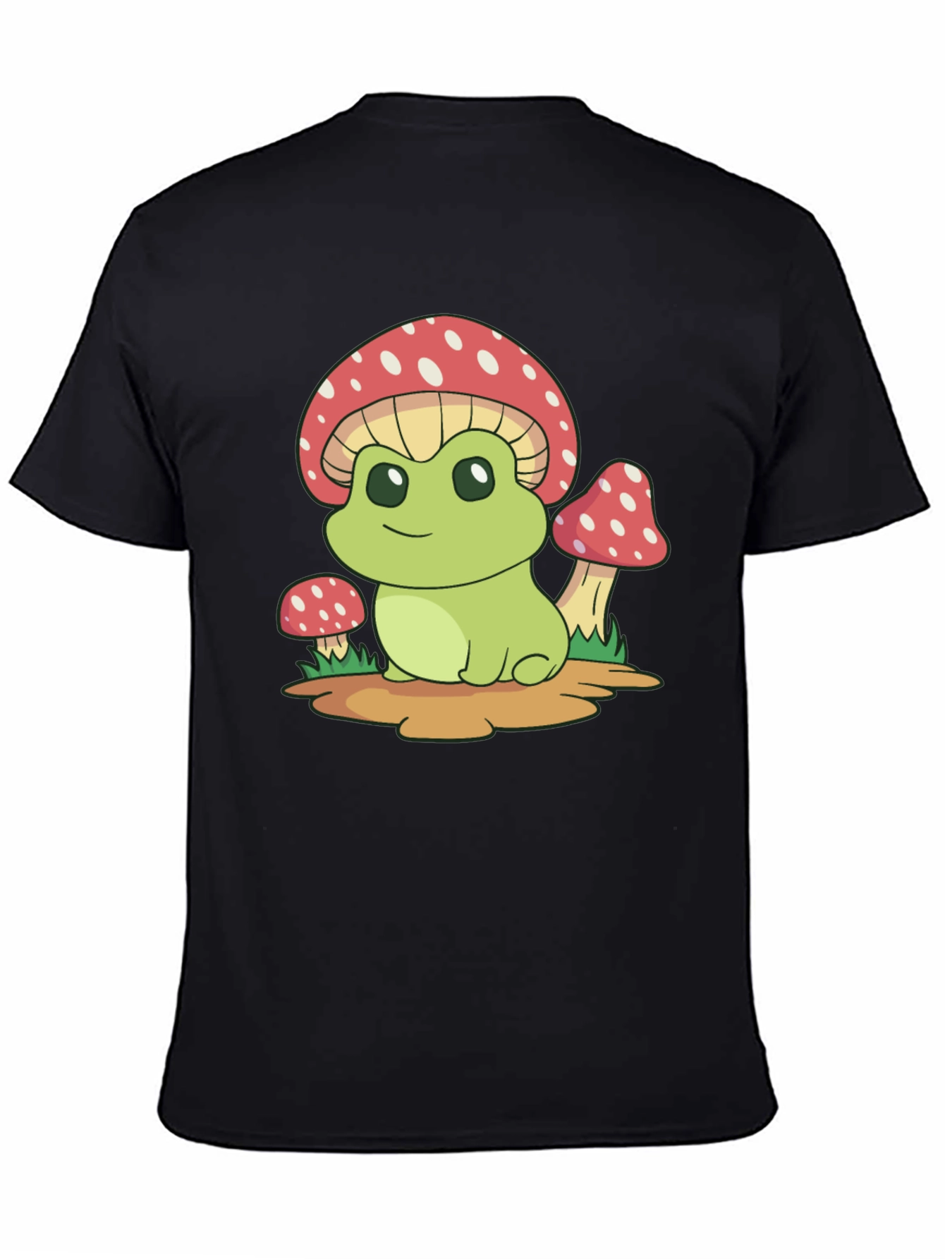 Black Frog Mushroom Graphic Tee - Black Cotton Blend view 4