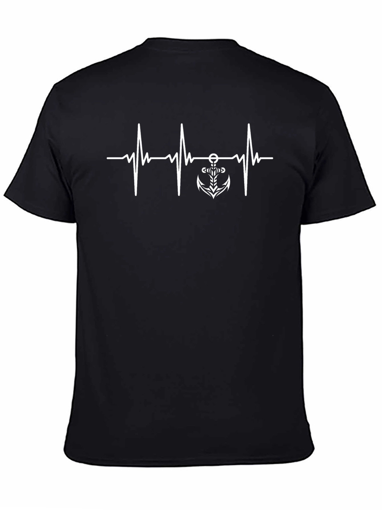 Black Anchor Heartbeat Graphic T-Shirt view 4