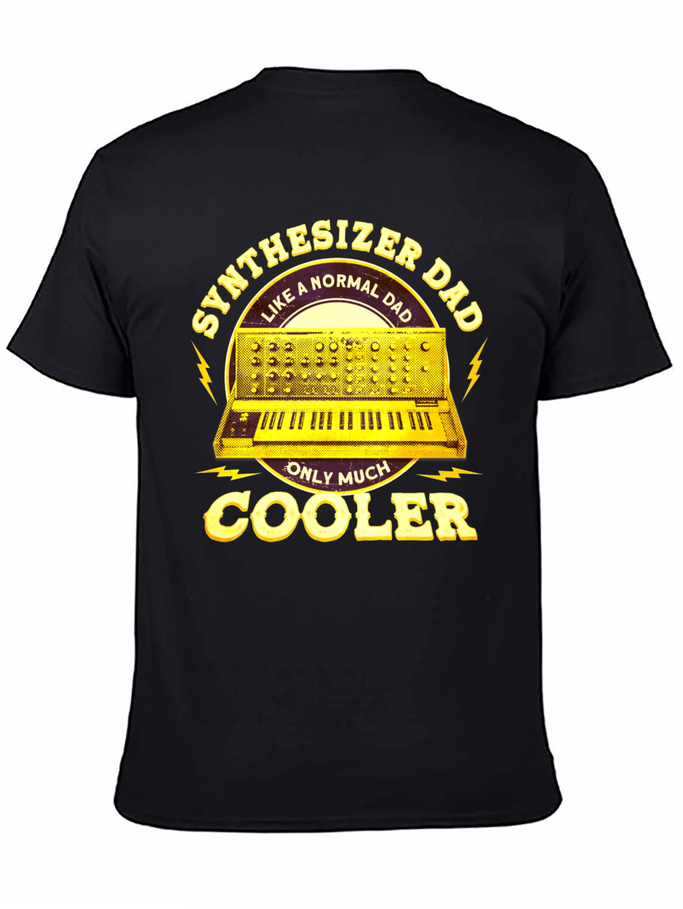 Black Synthesizer Dad T-Shirt - Musician Father Gift view 4