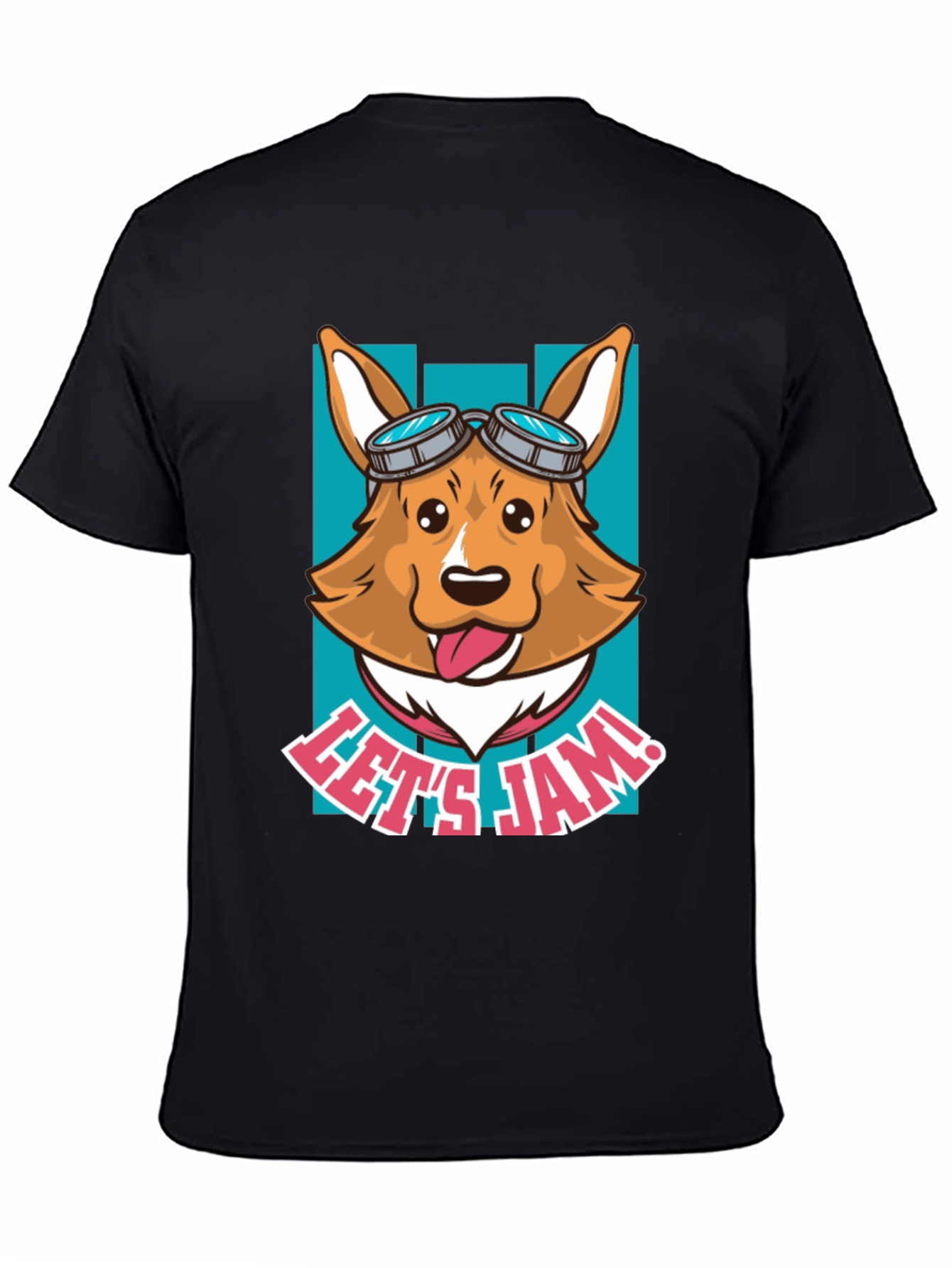 Black Let's Jam Corgi T-Shirt - Funny Dog Tee view 4