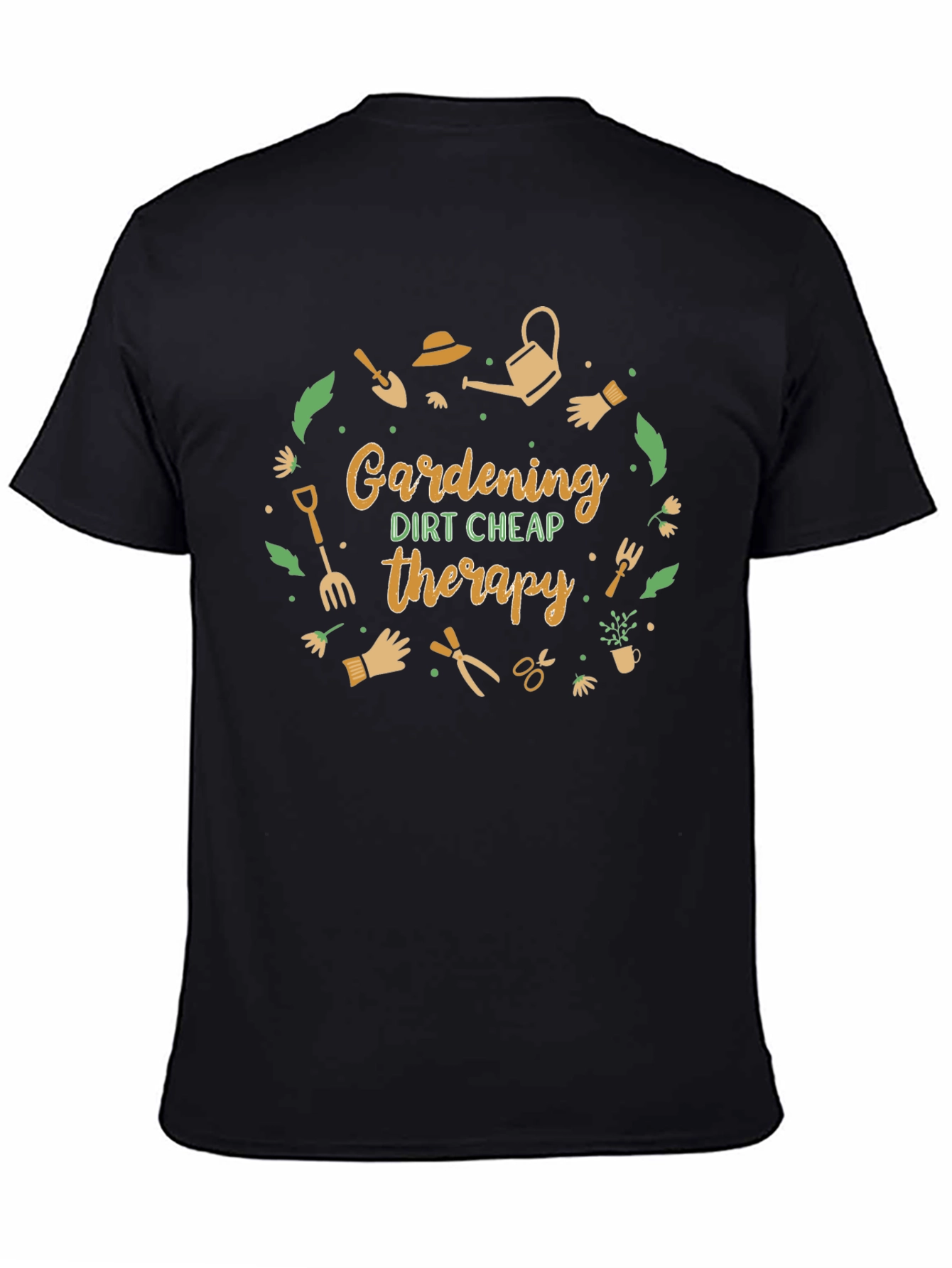 Black Gardening Therapy Graphic Tee view 4