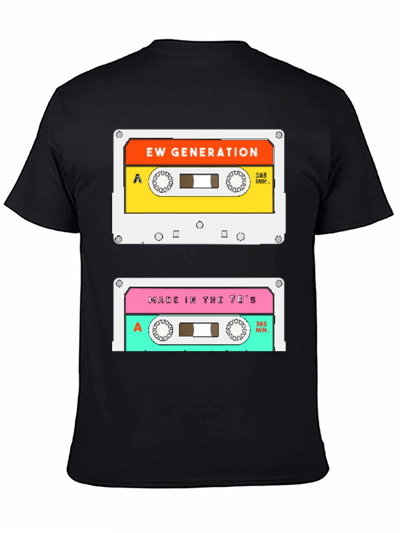 Black Retro Cassette Tape Graphic T-Shirt - EW Generation & 70's Mix view 4