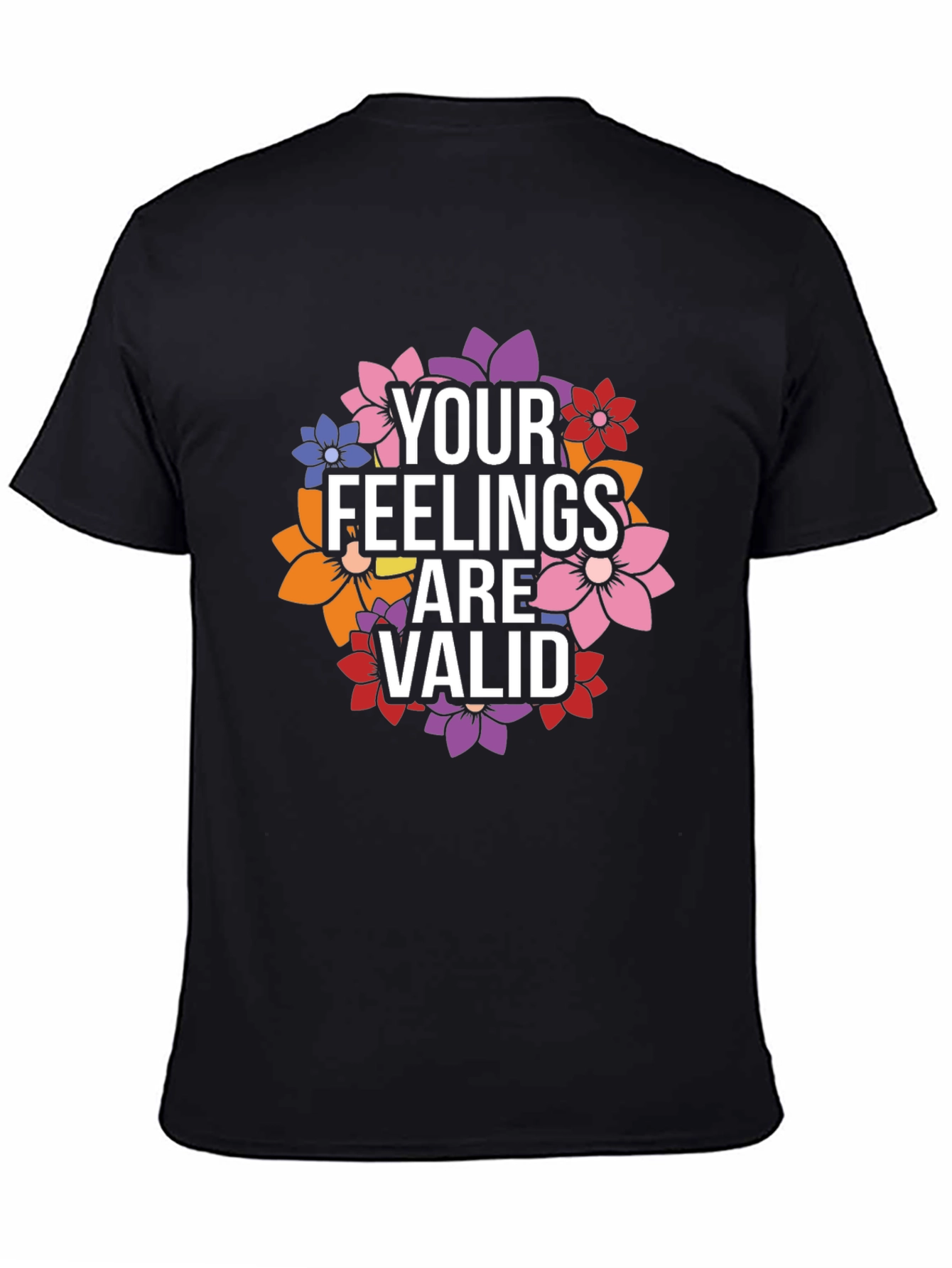 Black Feelings Valid Floral Black Graphic Tee view 4