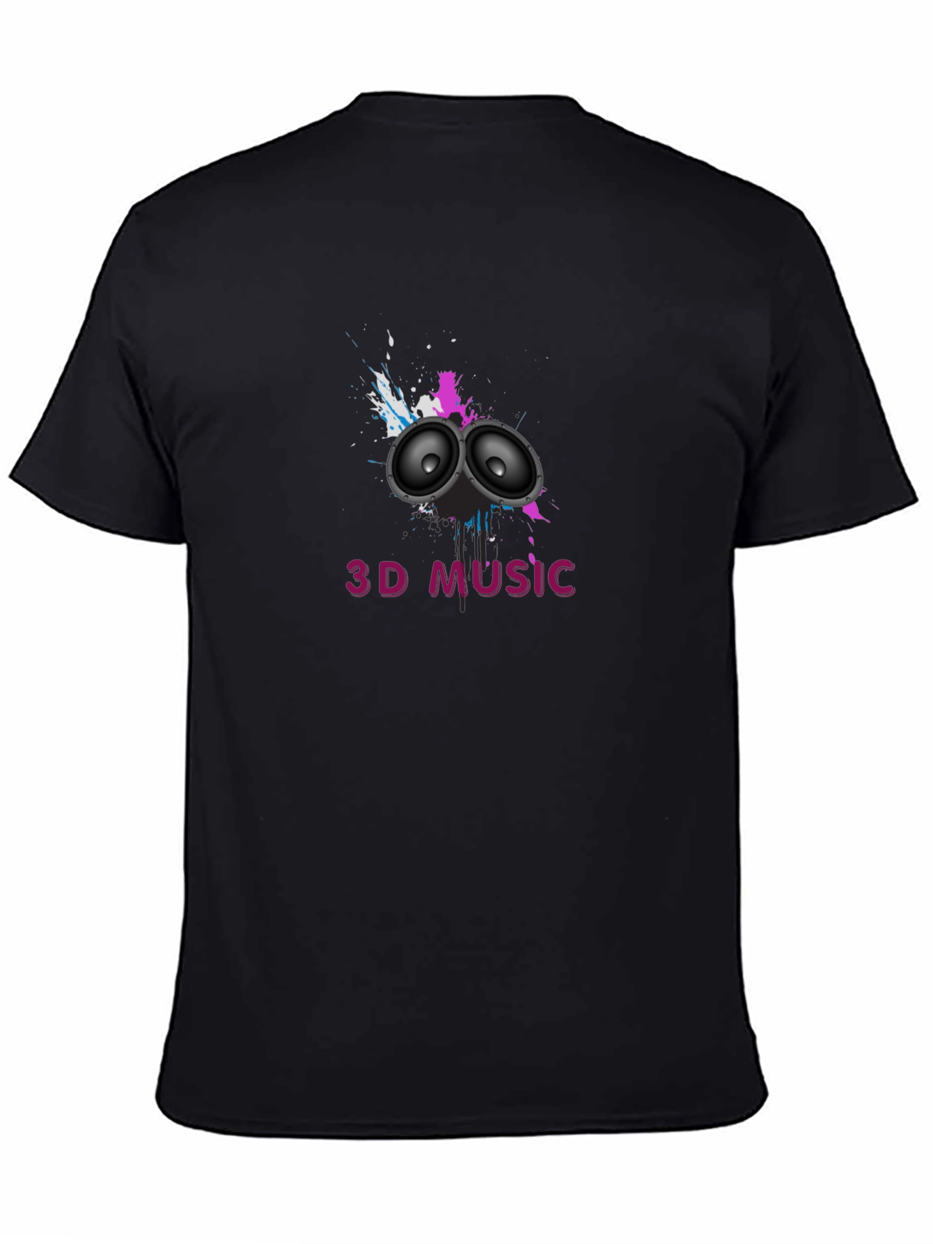 Black 3D Music Graphic Black T-Shirt view 4