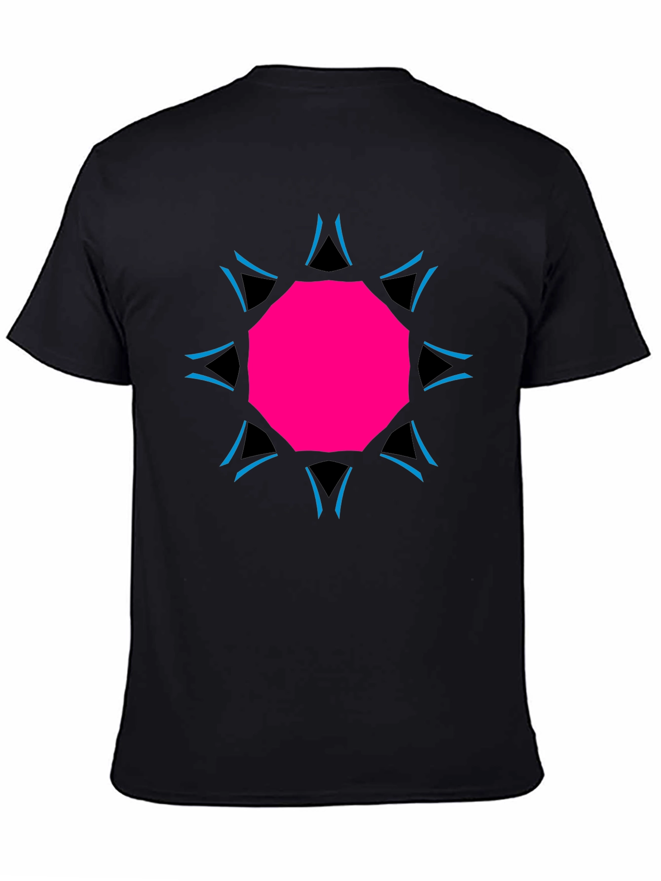 Black Geometric Print Black Tee view 4