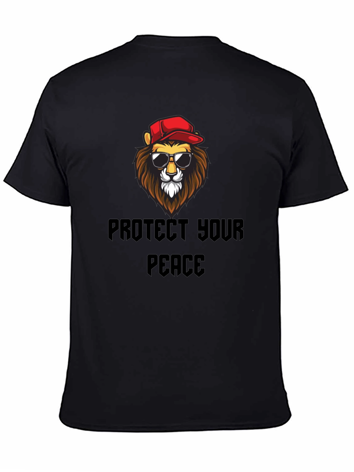 Black Protect Your Peace Lion Graphic Tee - Black view 4