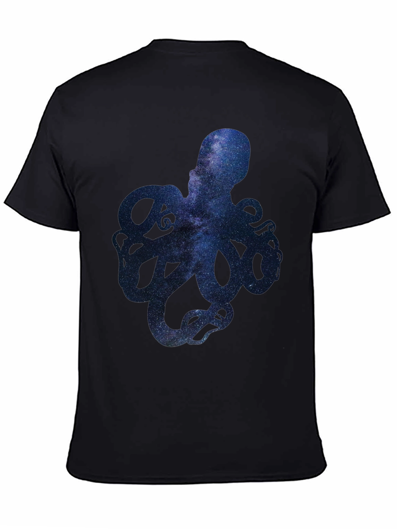 Black Galaxy Octopus Graphic Print Men's T-Shirt view 4