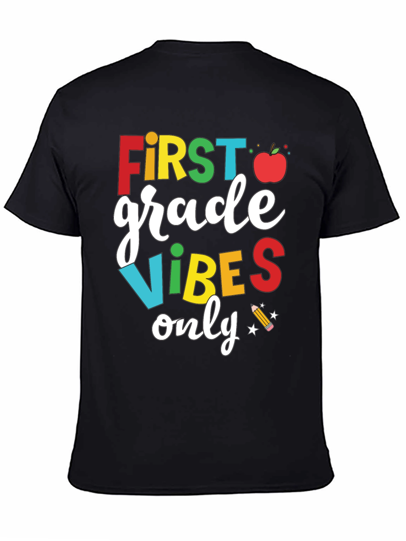 Black First Grade Vibes Only T-Shirt - Back to School view 4