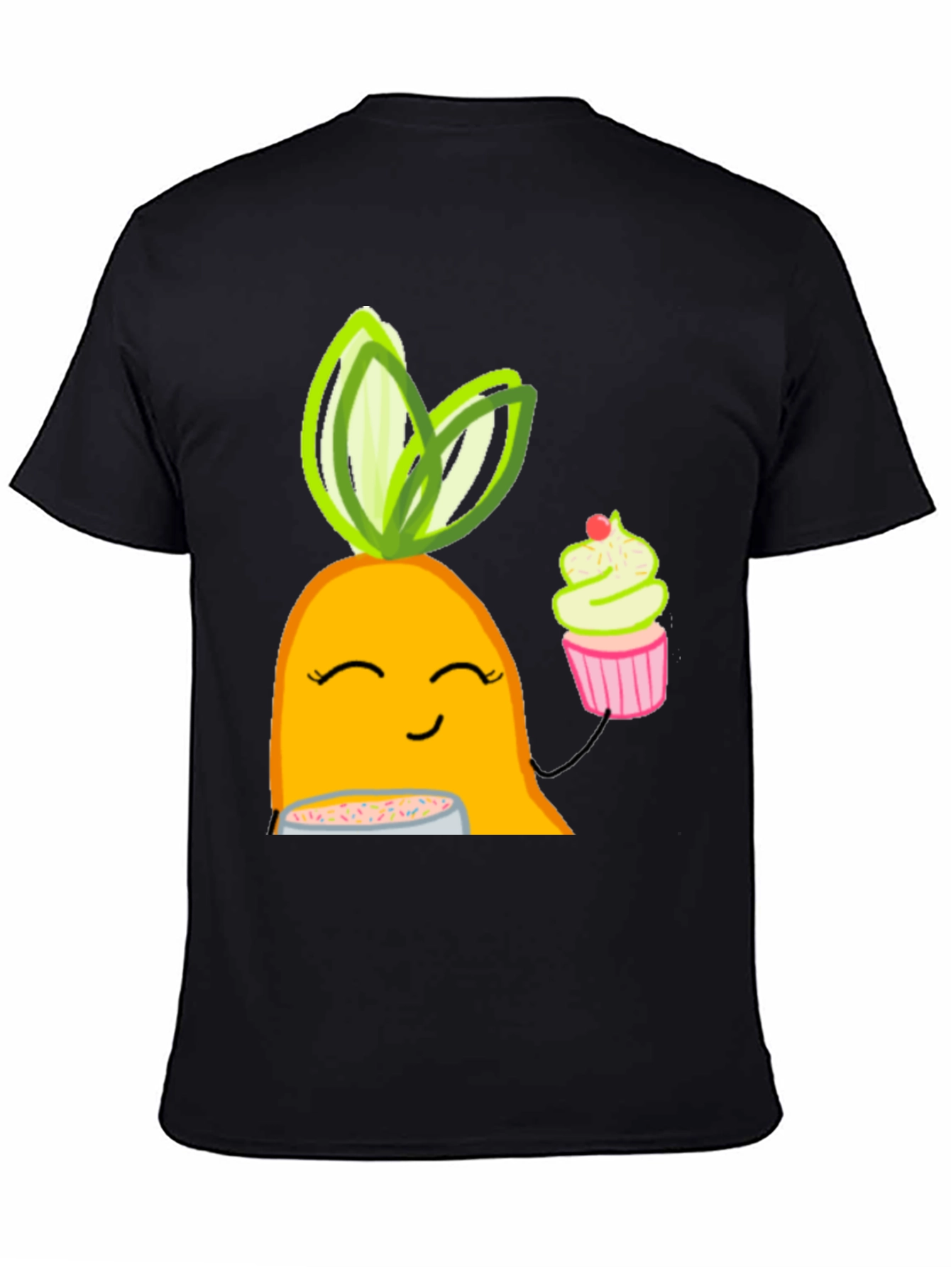 Black Cute Cartoon Carrot T-Shirt view 4